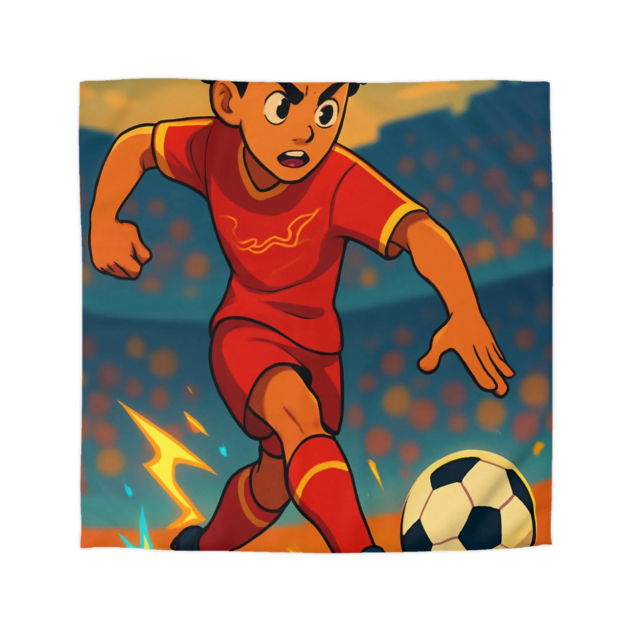 Housse de couette football enfant design joueur intense terrain animation colorée