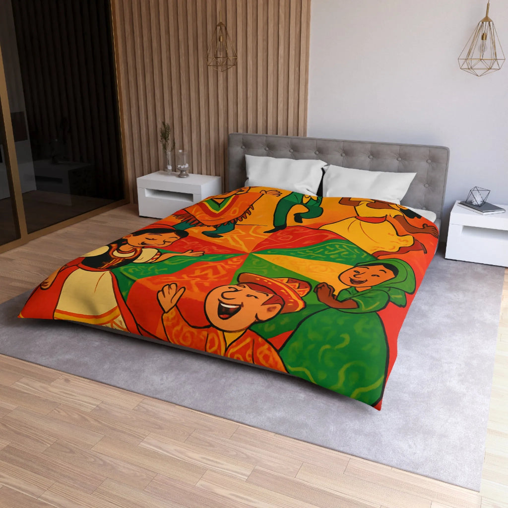 Décorez votre chambre avec une housse de couette aux motifs culturels vibrants et festifs
