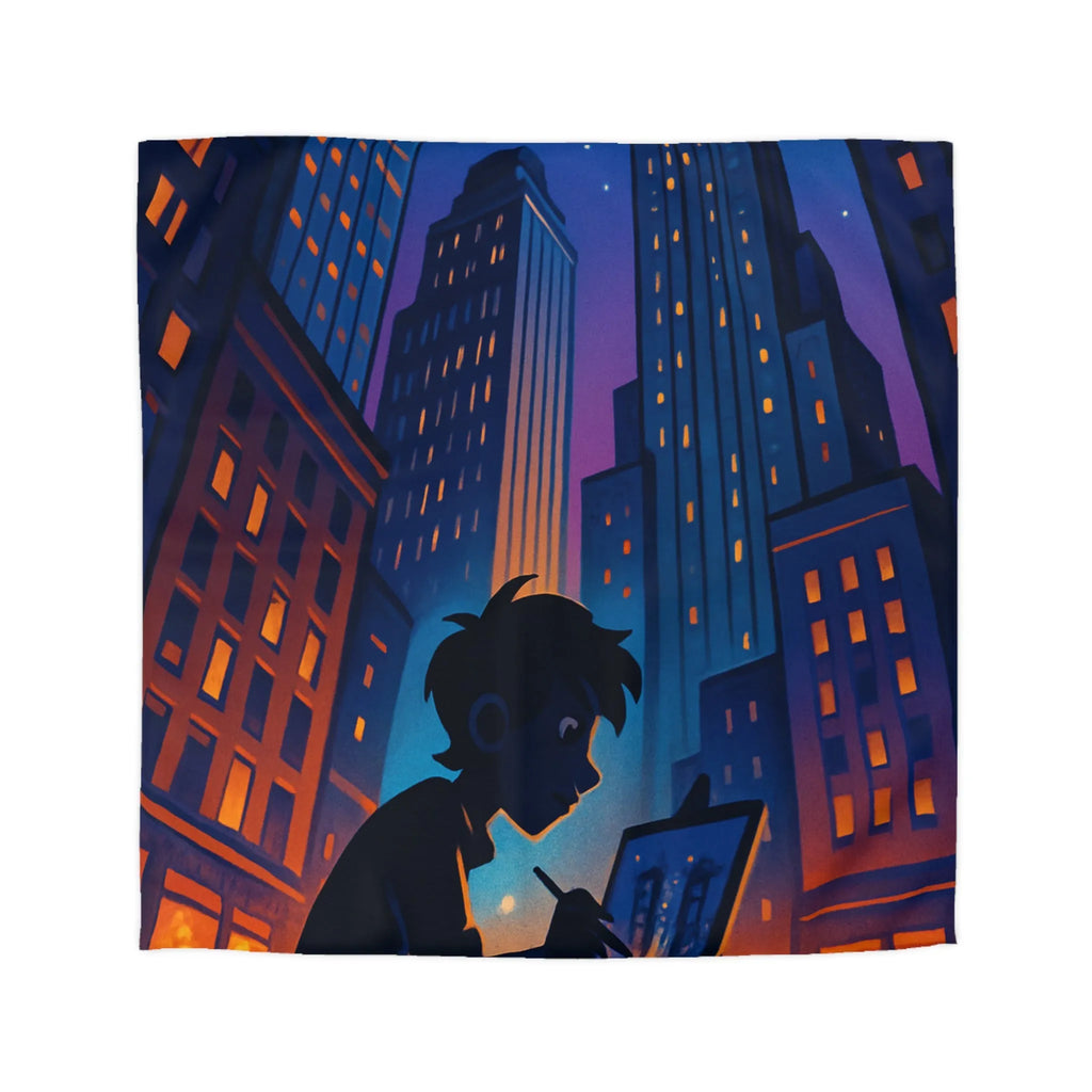 Housse de Couette Design Urbain Artiste Peintre Nuit Étoilée pour Chambre Moderne