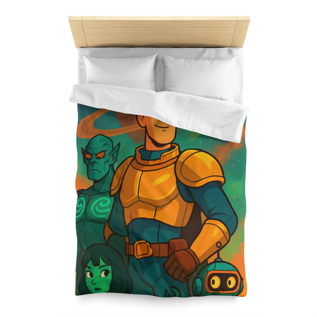 Housse de Couette Design Futuriste avec Héros de l'Espace et Planète Saturne