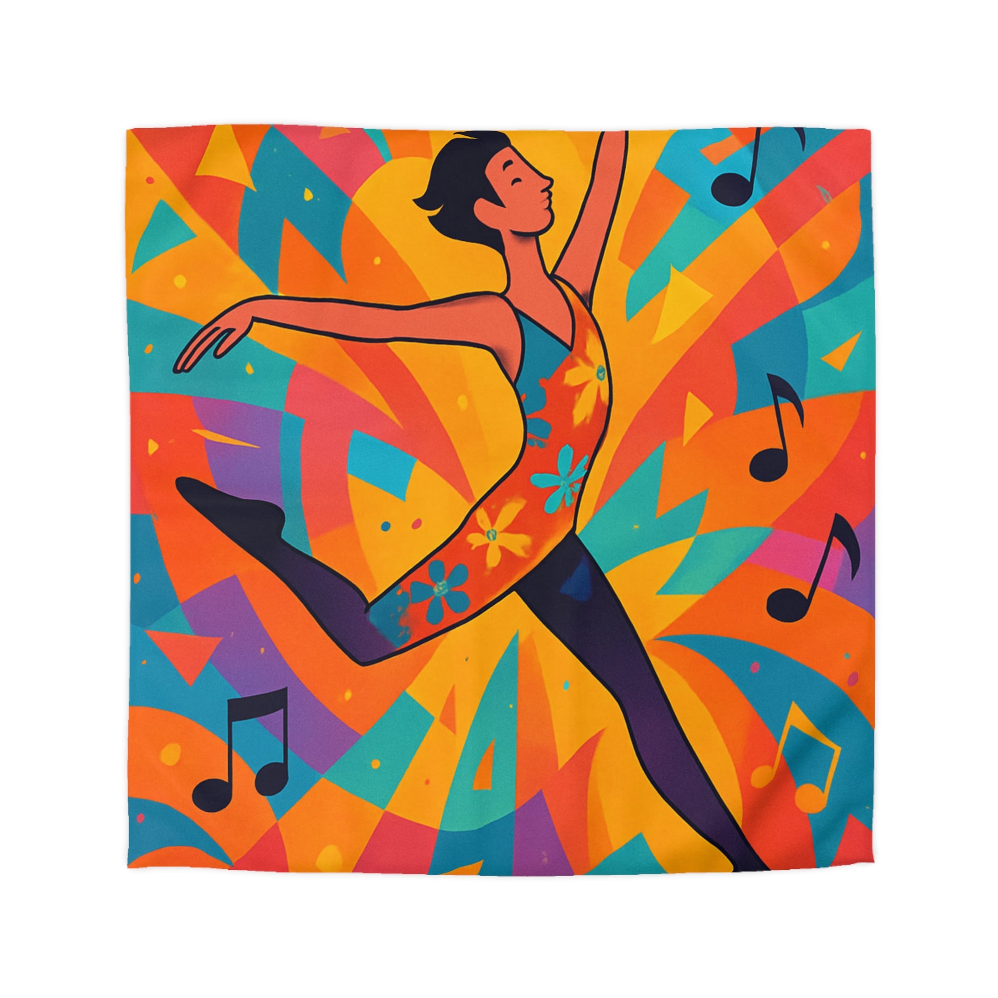 Housse de couette vibrante avec danseur aux couleurs éclatantes et motifs musicaux