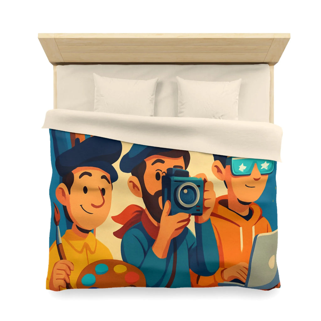 Housse de couette colorée avec artistes créatifs et style cartoon pour chambre moderne