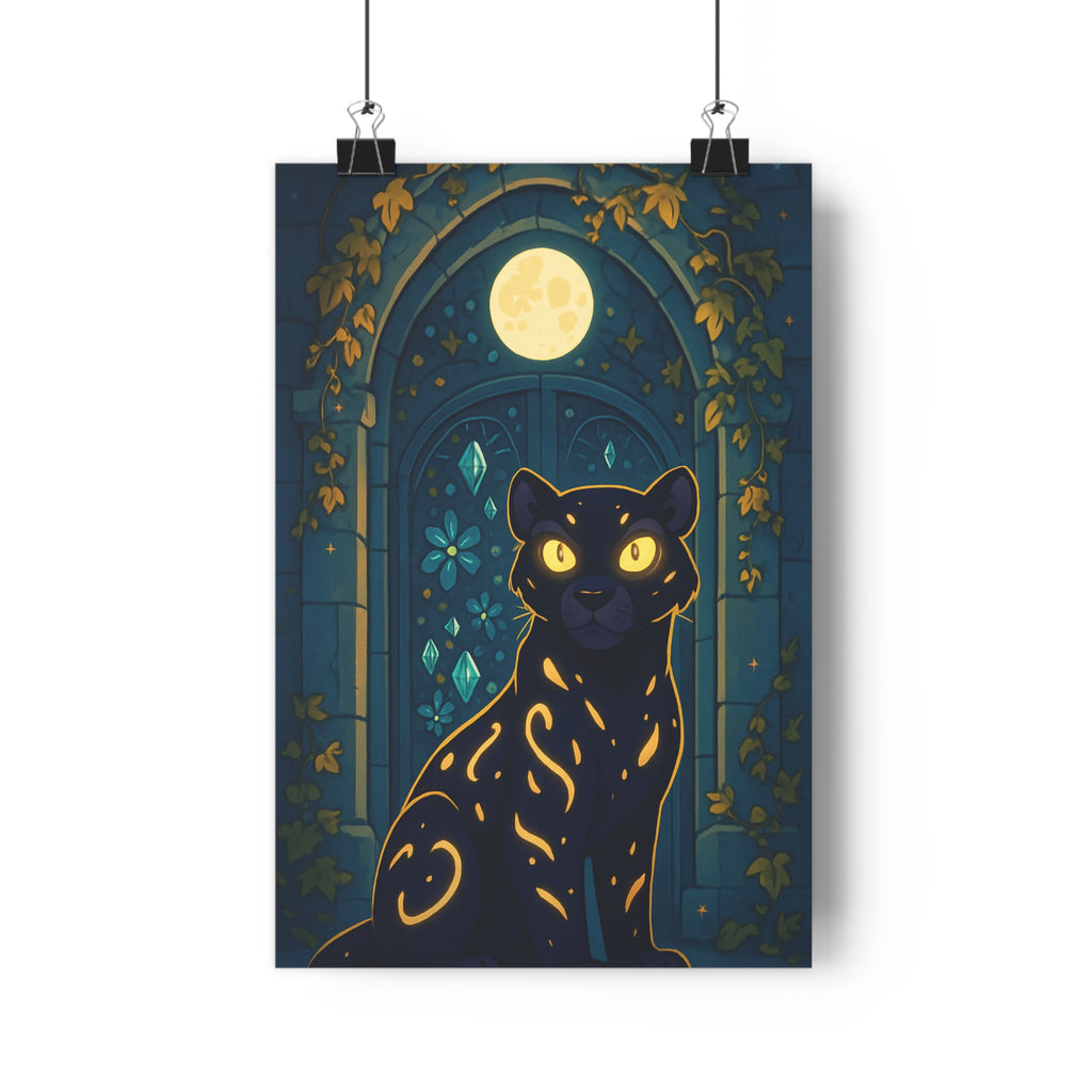 Poster décoratif féerique félin noir mystique pastel chambre salon anime ambiance enchantée charme 30x46