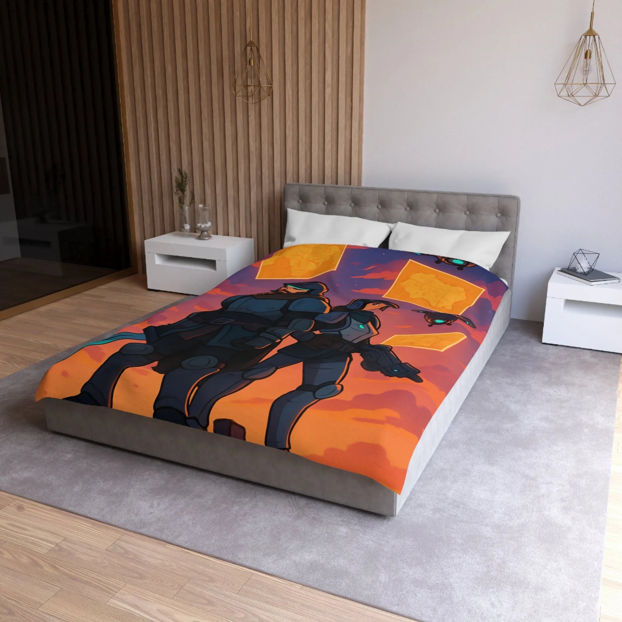 Explorez des mondes futuristes avec cette housse de couette au design captivant