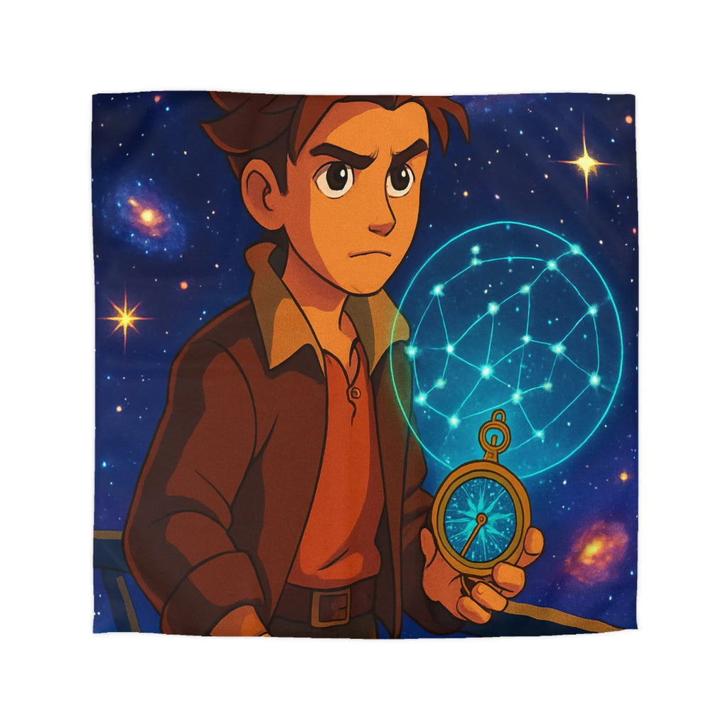 Housse de Couette Enfant Univers Galactique Garçon et Boussole Vintage Motif Étoilé