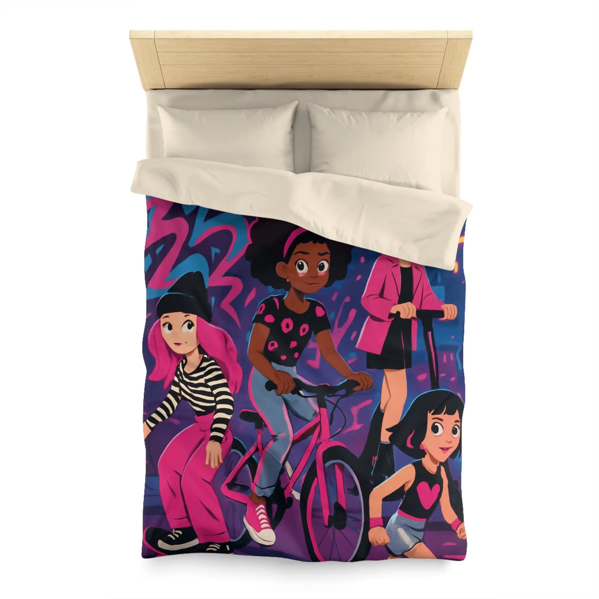 Housse de Couette Microfibre Art Graphique Contemporain Style Décoratif Chambre Tendance