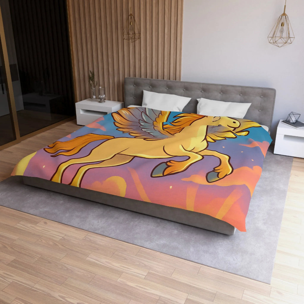 Housse de Couette Enfantin : Pégase Ailé Volant au Crépuscule dans le Ciel