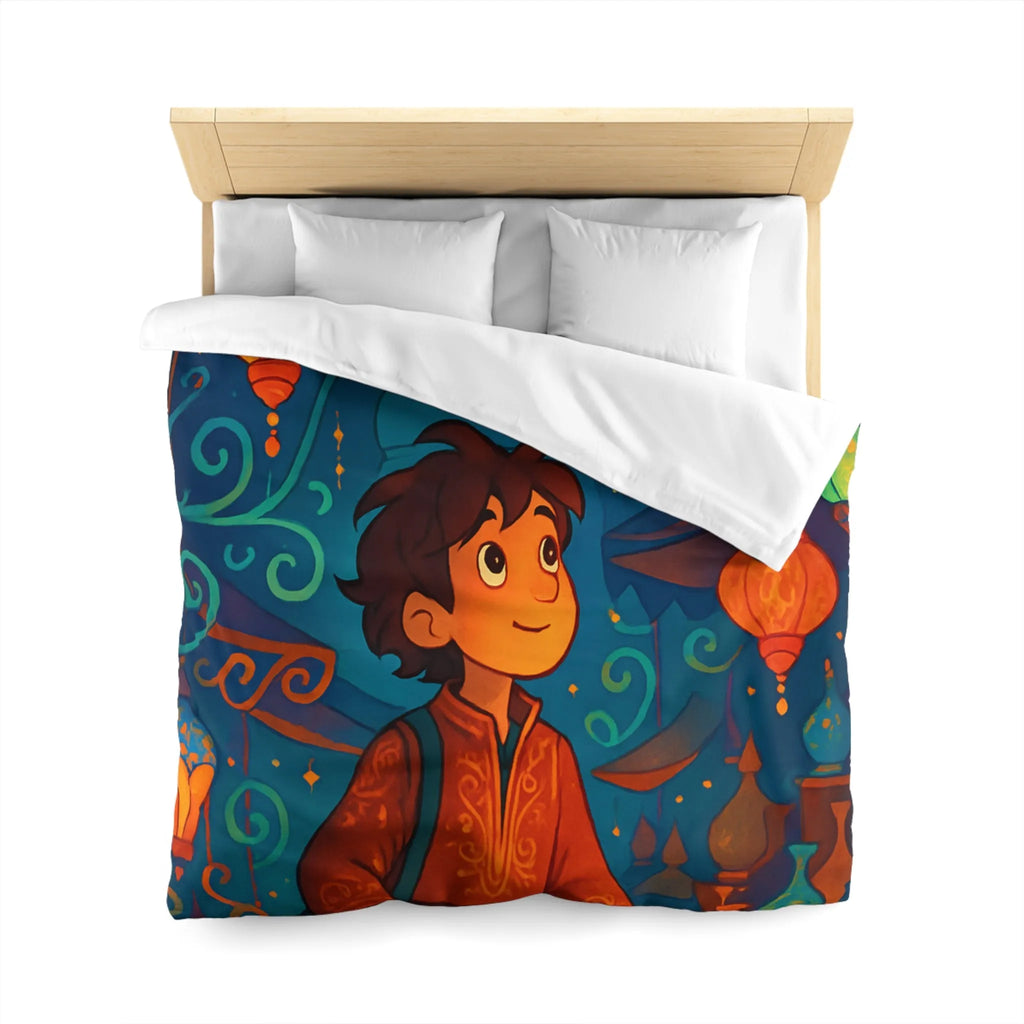 Housse de Couette Enfant : Aventure Nocturne avec Lanternes et Palais Mystiques