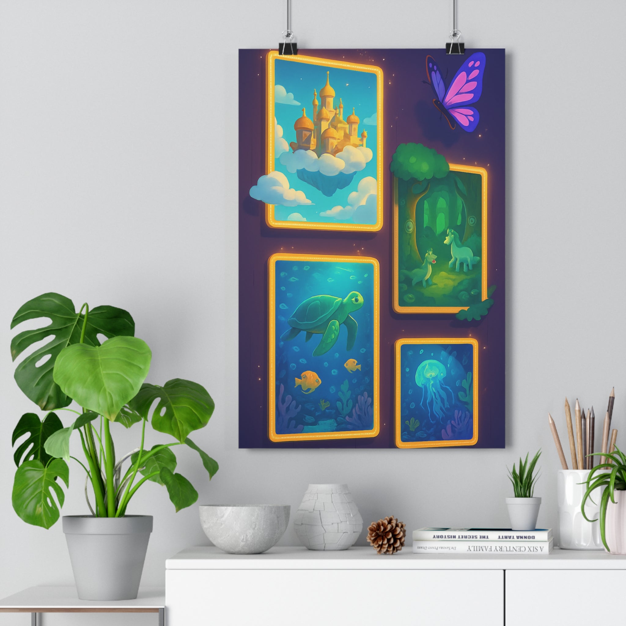 Poster décoratif anime coloré féerique aventure chambre enfant salon magique rêve artistique vibrant qualité
