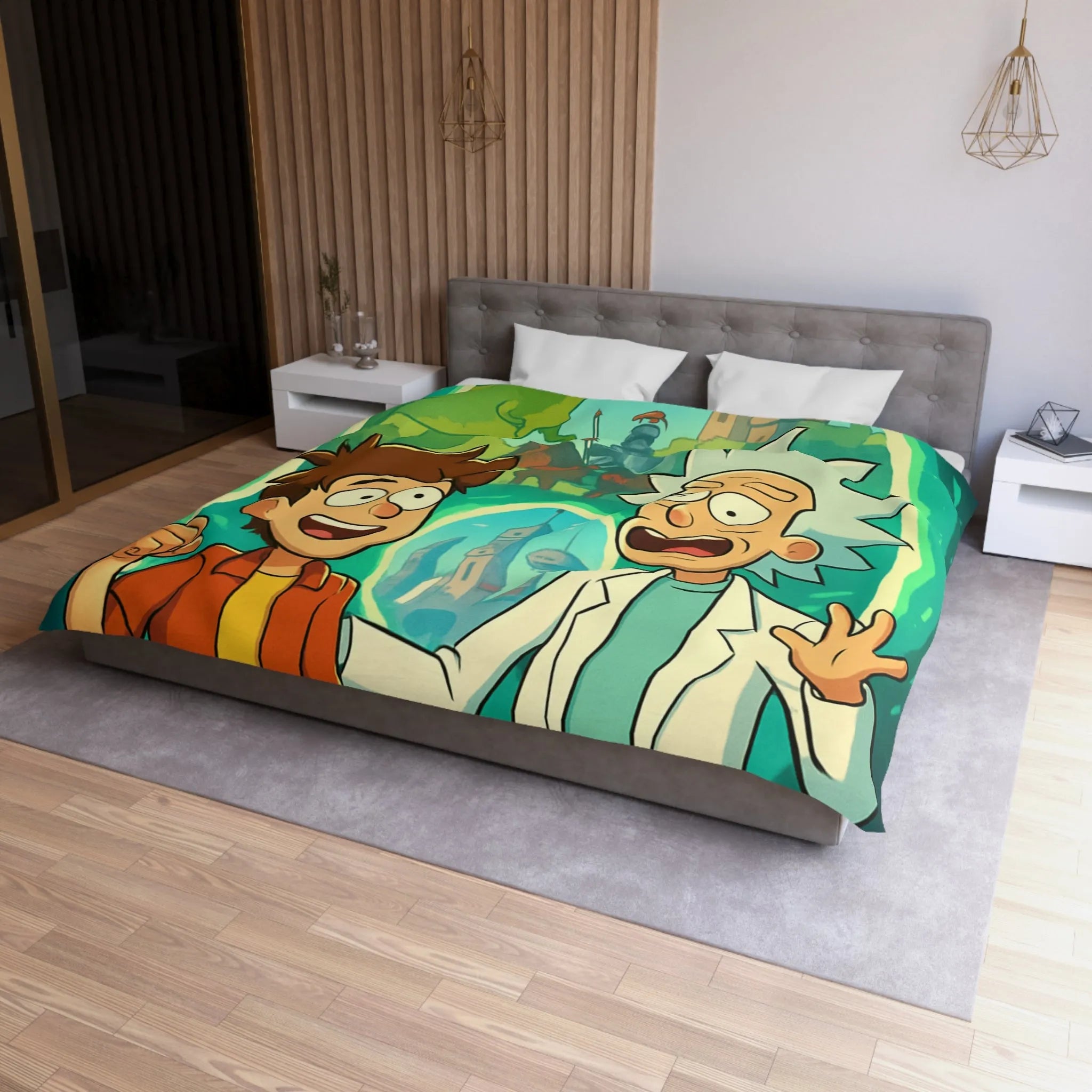 Housse de Couette Microfibre Art Graphique Contemporain Style Décoratif Chambre Tendance