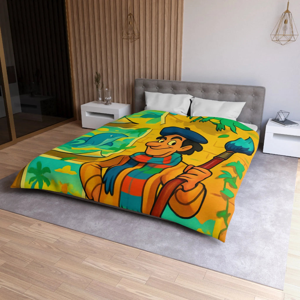 Housse de Couette Microfibre Art Graphique Contemporain Style Décoratif Chambre Tendance