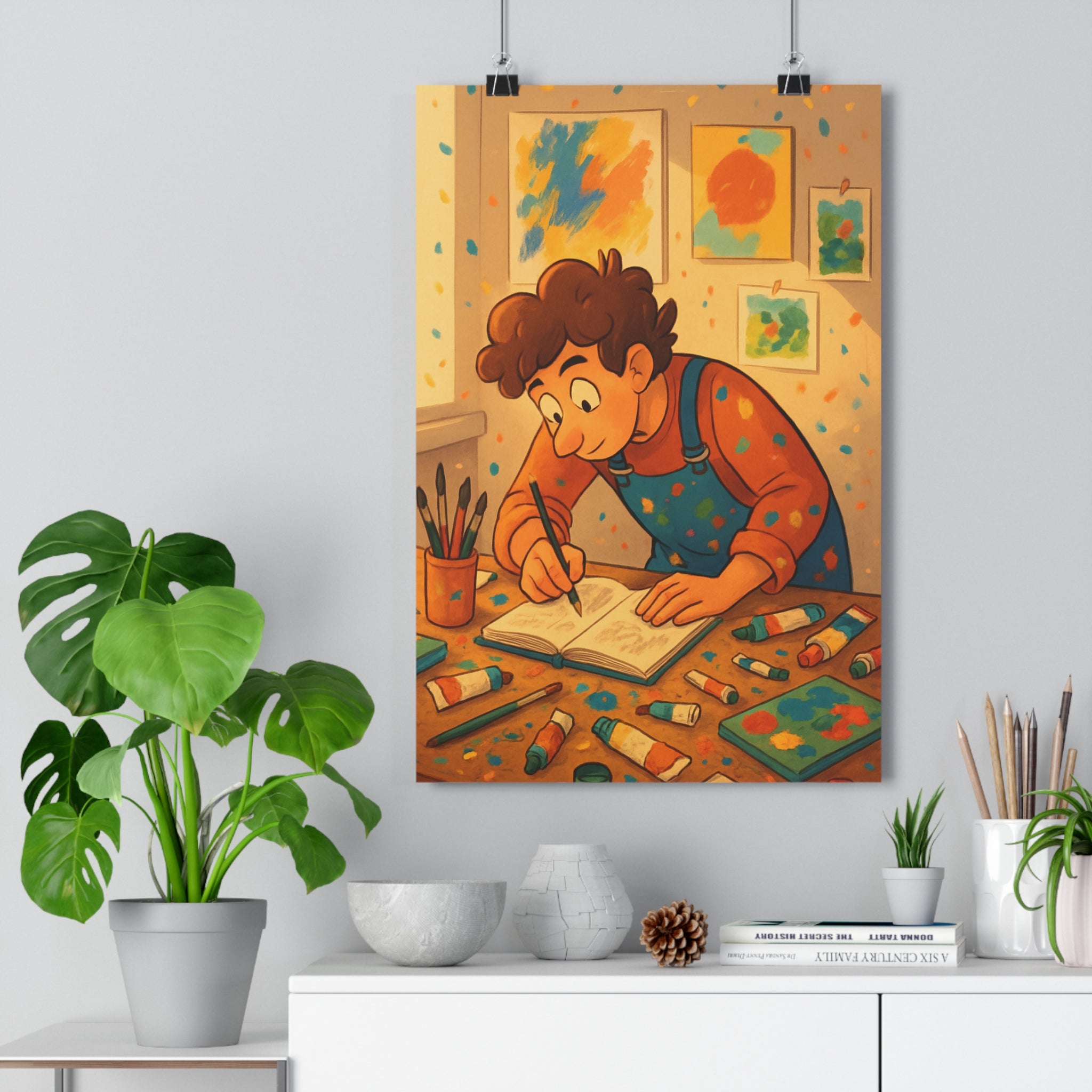 Poster décoratif cartoon artistique créatif enfant joyeux coloré chaud salon chambre inspiration peinture atelier