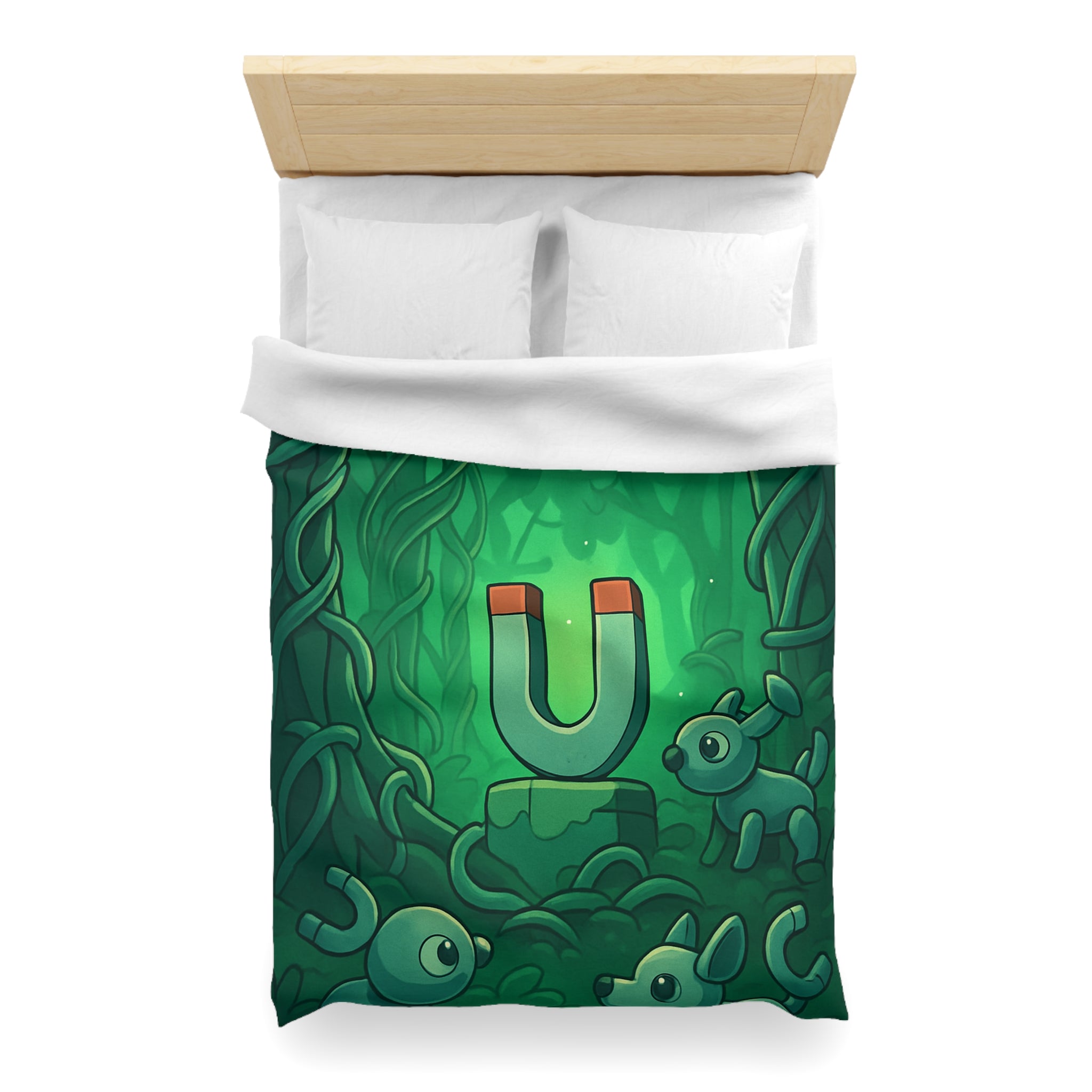 Housse de couette verte forêt magnétique animaux déco pour chambre enfants imaginative