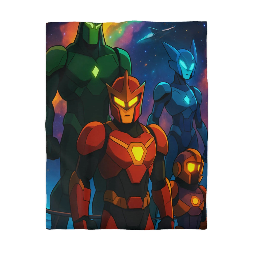 Housse de couette design robots colorés pour chambre thème espace et science-fiction