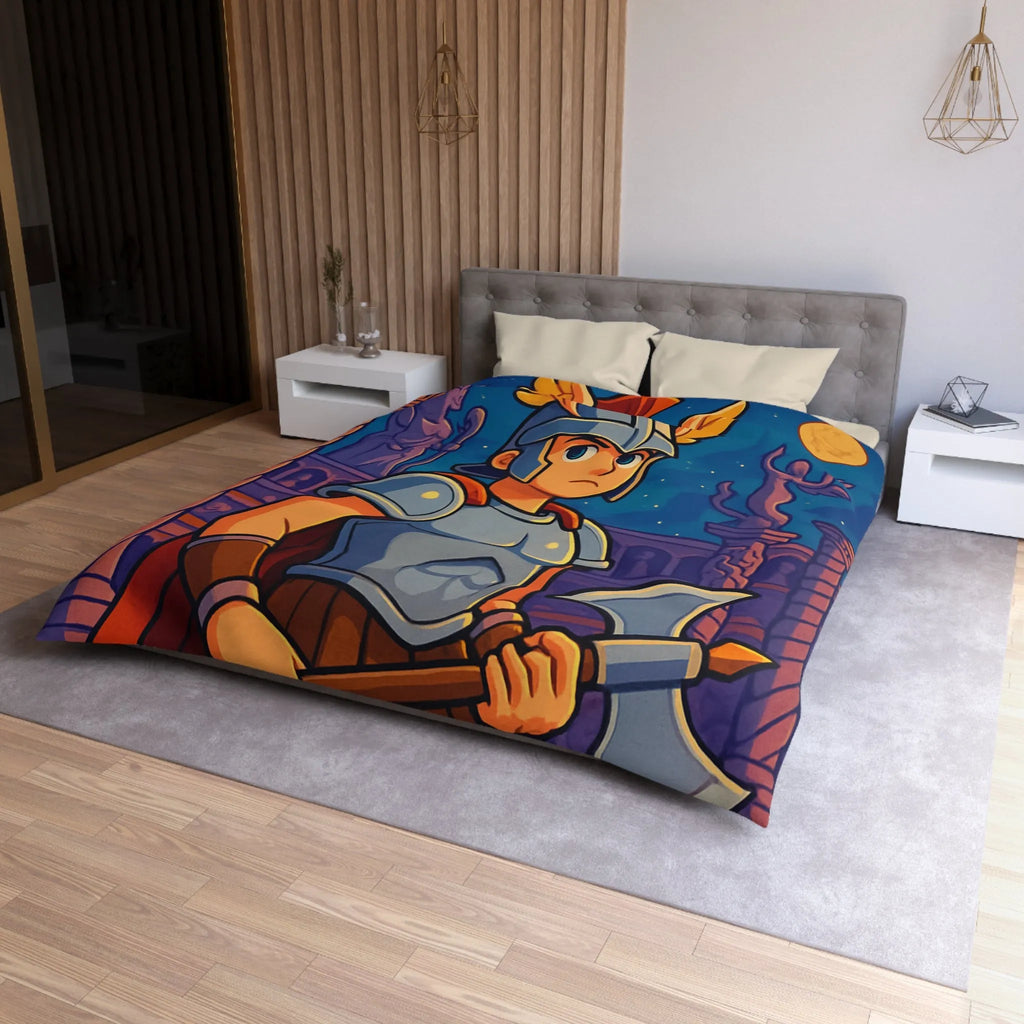 Housse de Couette Inspirée de Guerrier Épique avec Mythologie et Créatures Fantastiques