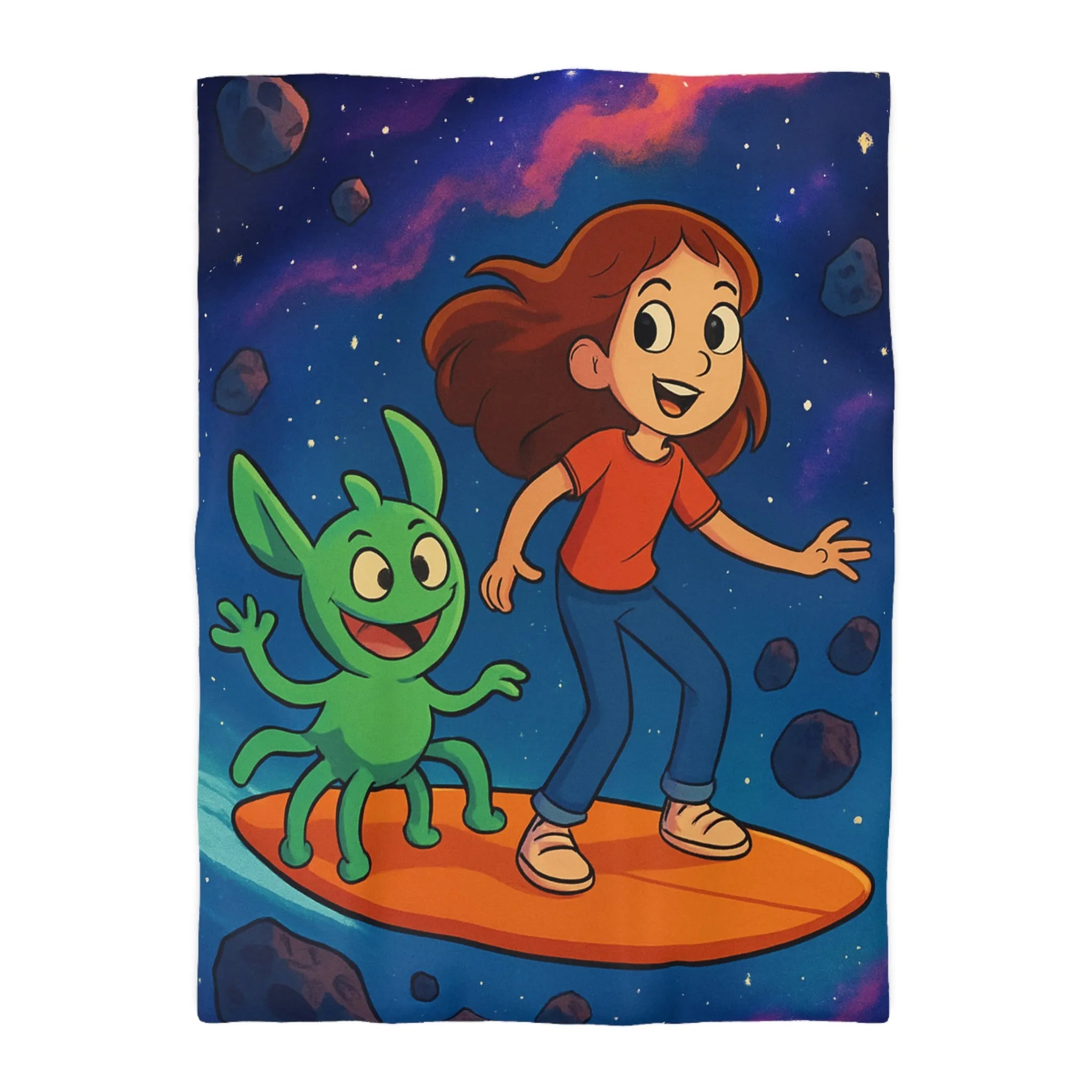 Explorez l’univers avec cette housse de couette lumineuse pour enfants, style aventure cosmique