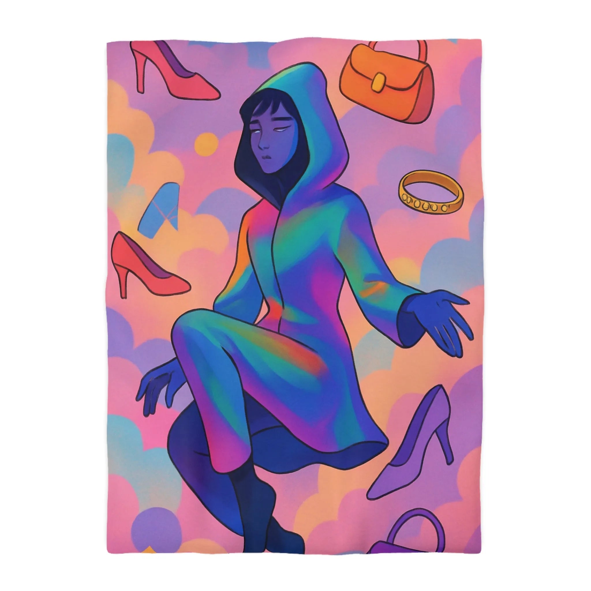 Housse de Couette Microfibre Art Graphique Contemporain Style Décoratif Chambre Tendance