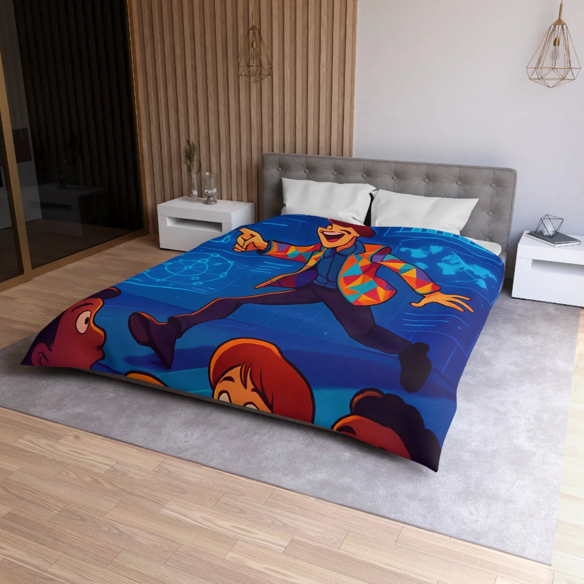 Housse de couette colorée avec motifs géométriques pour chambre moderne et artistique