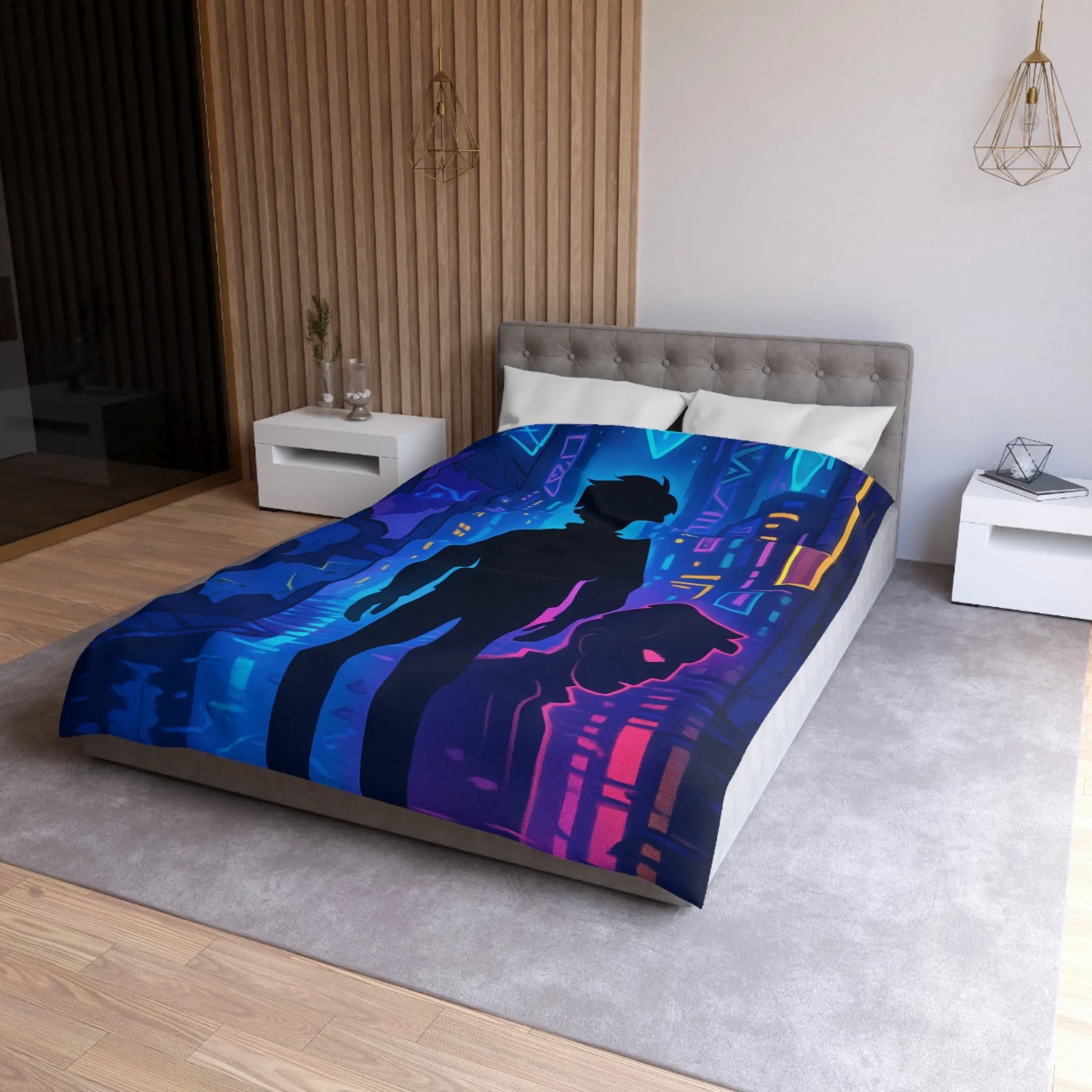 Housse de Couette Microfibre Art Graphique Contemporain Style Décoratif Chambre Tendance