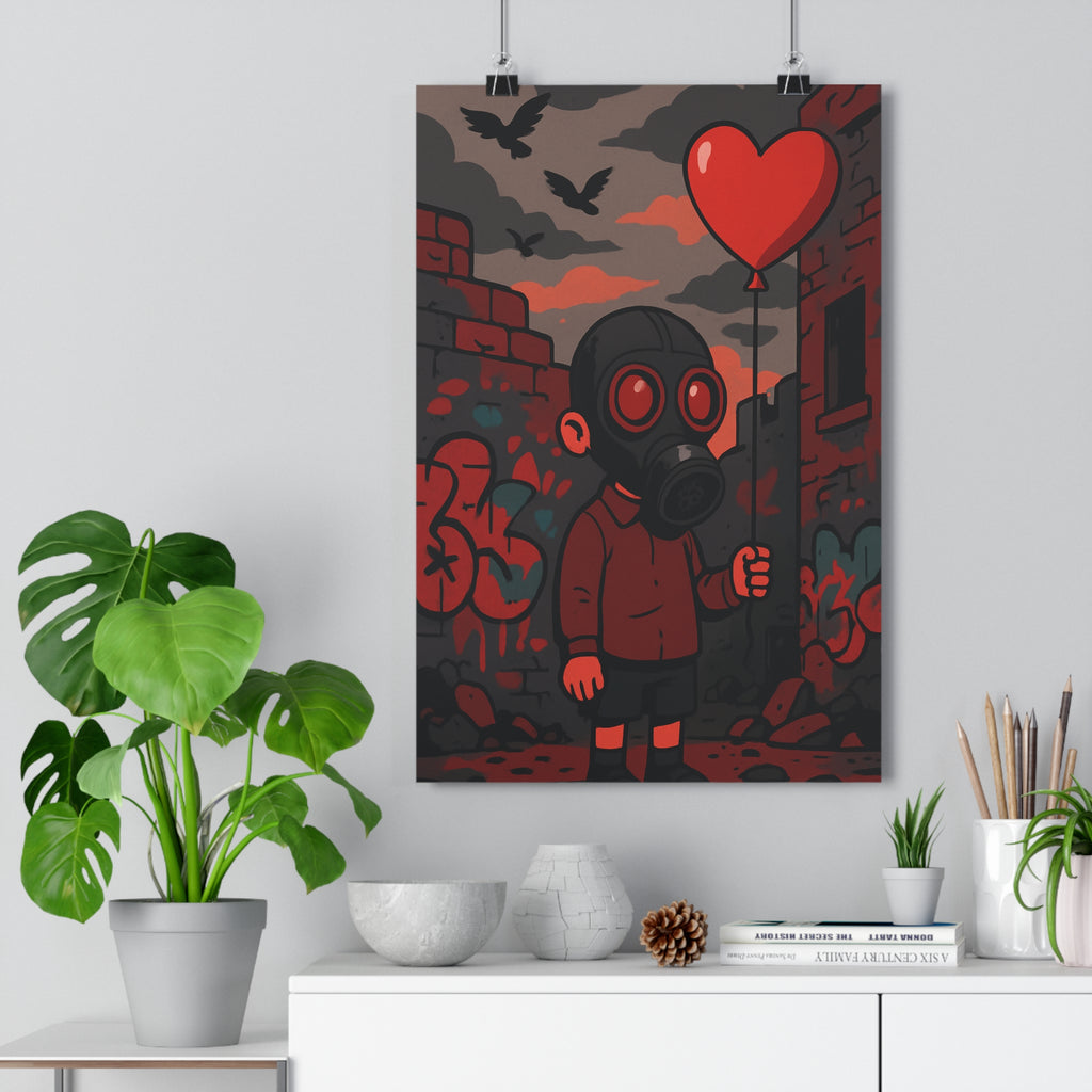 Poster décoratif urbain art moderne rouge noir gris salon chambre tendance contemporain captivant graffitis