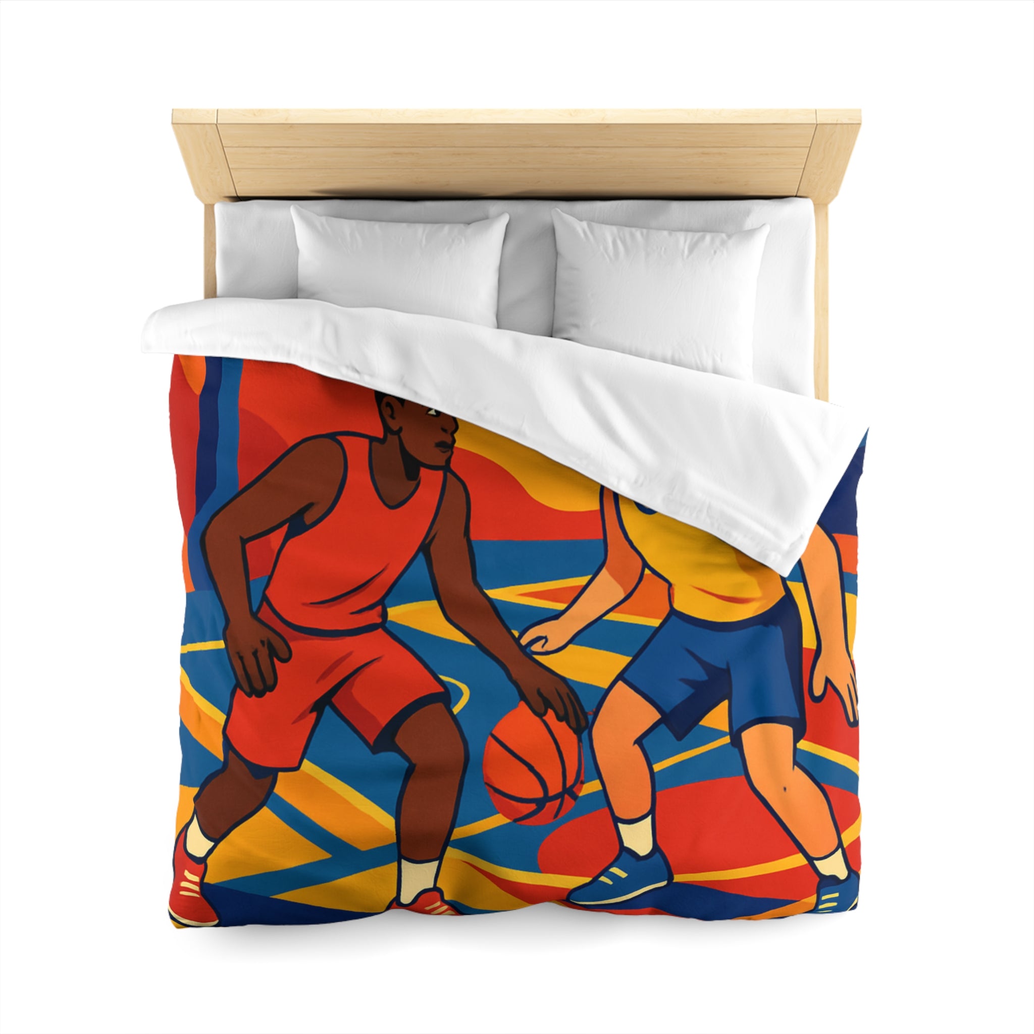 Idée Housse de Couette Basketball Colorée Style Rétro Dynamique pour Chambre Sportive