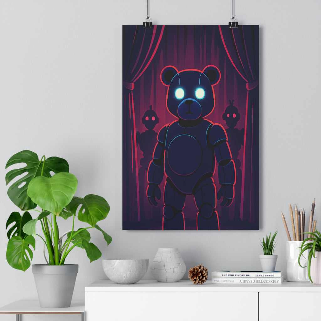 Poster décoratif robotique néon bleu rose créatif mystique chambre enfant moderne captivant 30x46cm qualité