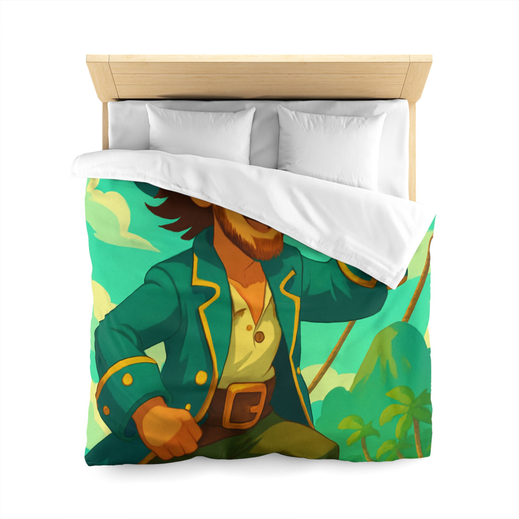 Housse de Couette Pirate Joyeux Naviguant sur Mer avec Longue-Vue Tropicale