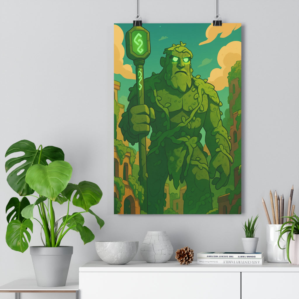 Poster décoratif cartoon géant vert jaune mystique aventure salon chambre intrigue mystérieux qualité premium