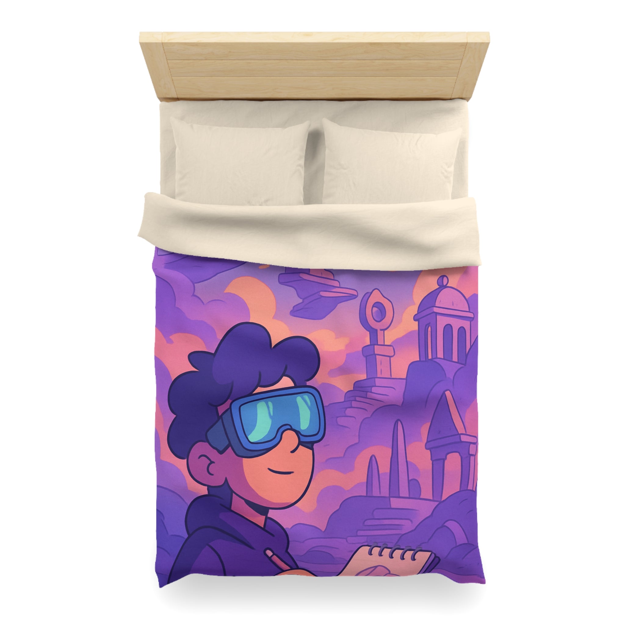 Housse de Couette Microfibre Design Artistique Moderne Décoration Chambre Confort Premium