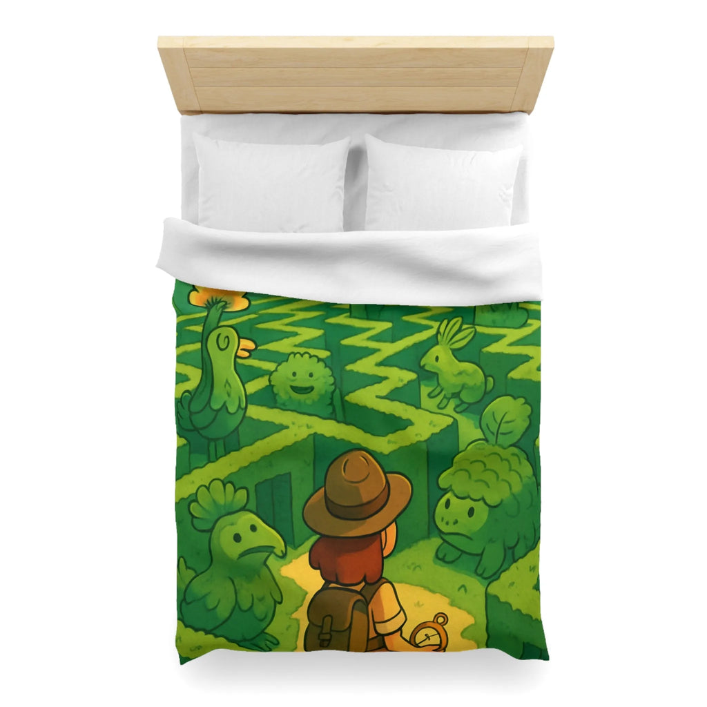 Explorez un Labyrinthe de Créatures Végétales Mystiques sur une Housse de Couette Originale