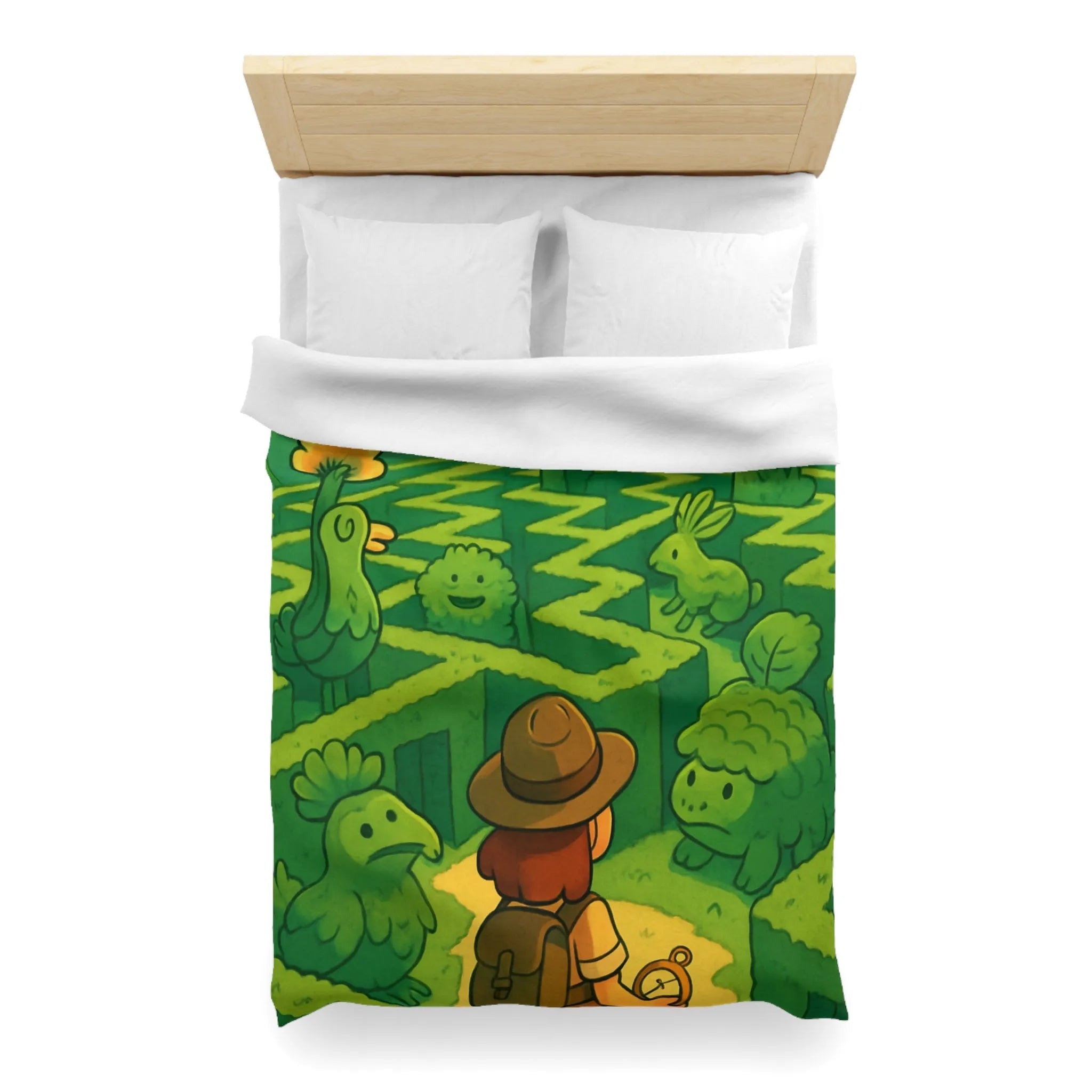 Explorez un Labyrinthe de Créatures Végétales Mystiques sur une Housse de Couette Originale