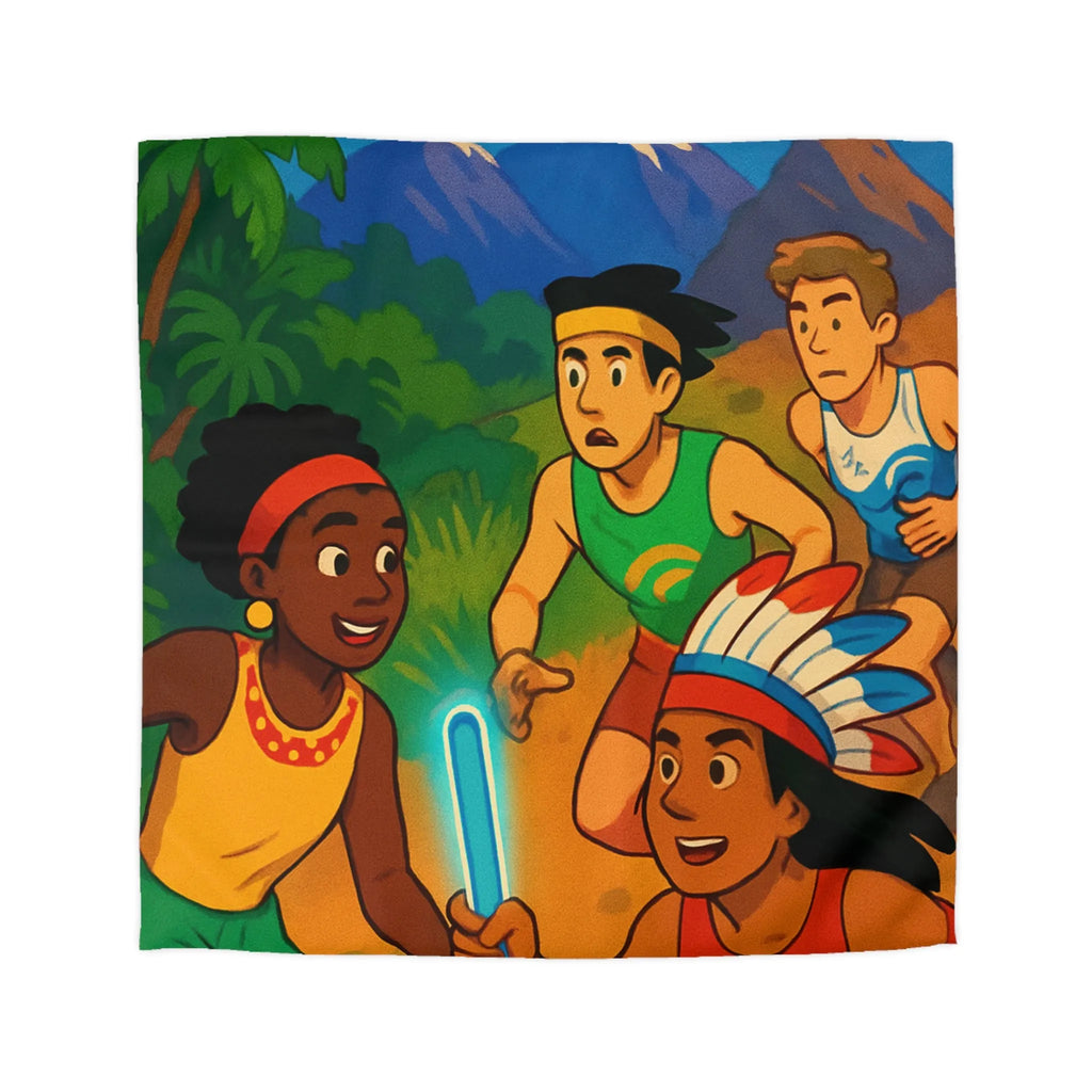 Excursion Nocturne Amusante: Housse de Couette avec Athlètes Courant sous le Ciel Étoilé