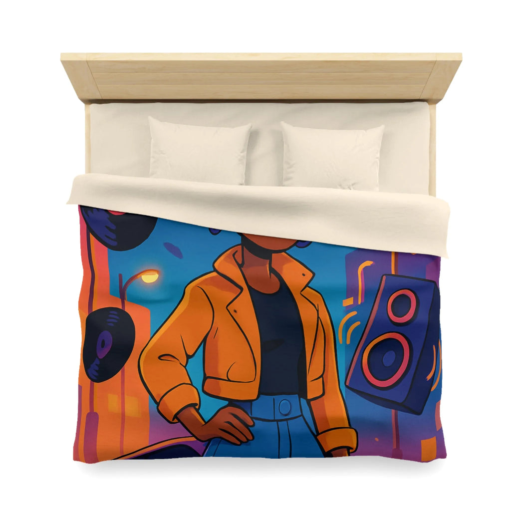 Housse de couette avec allure rétro urbaine et style dynamique aux couleurs vives
