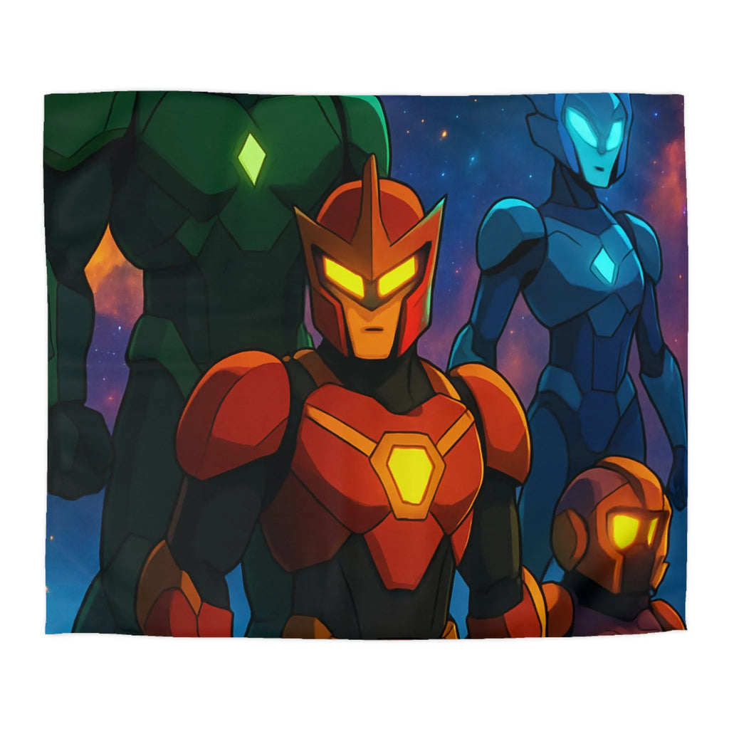 Housse de couette design robots colorés pour chambre thème espace et science-fiction