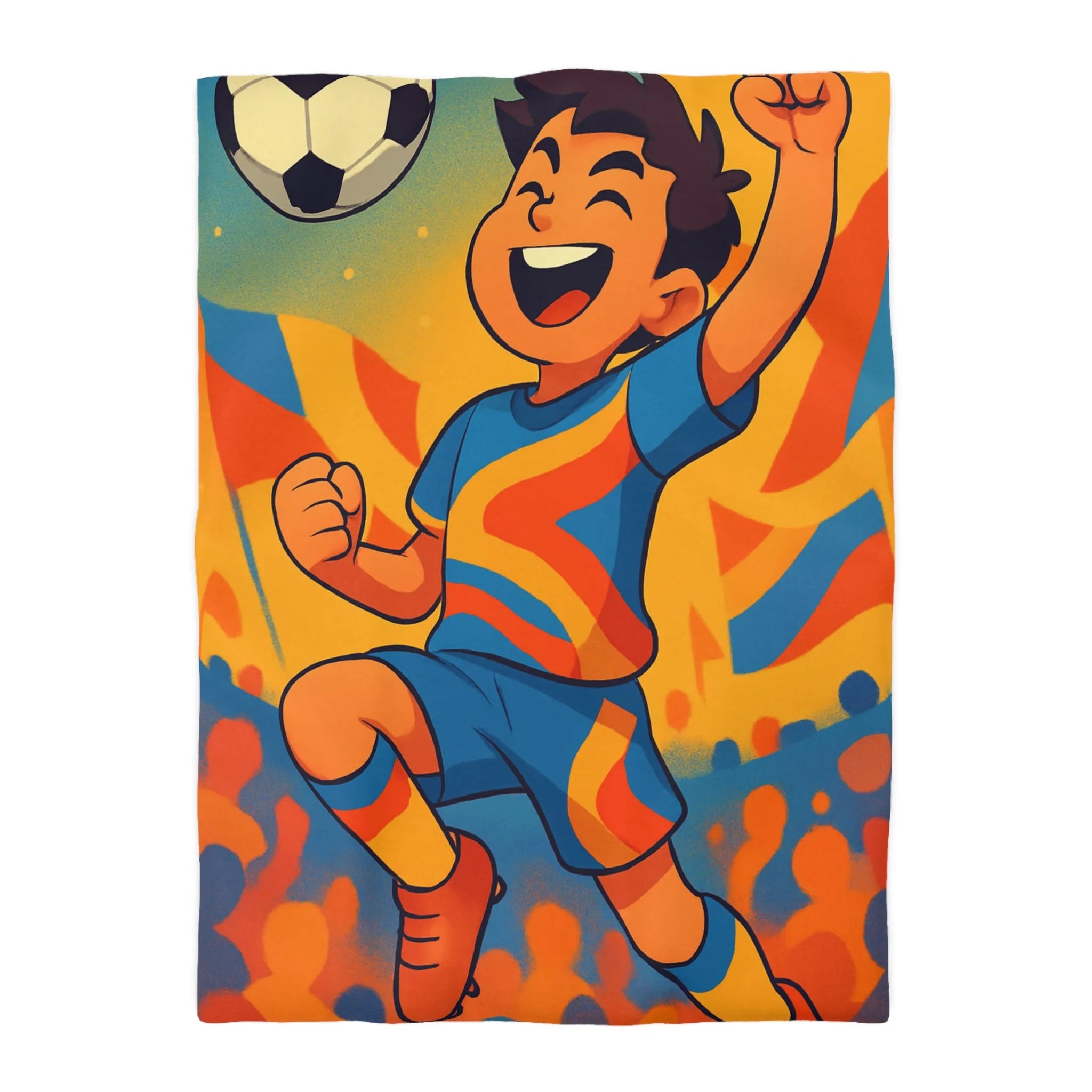 Housse de Couette Dynamique Enfant Football Motif Coloré Supporters Joie Match Gagnant