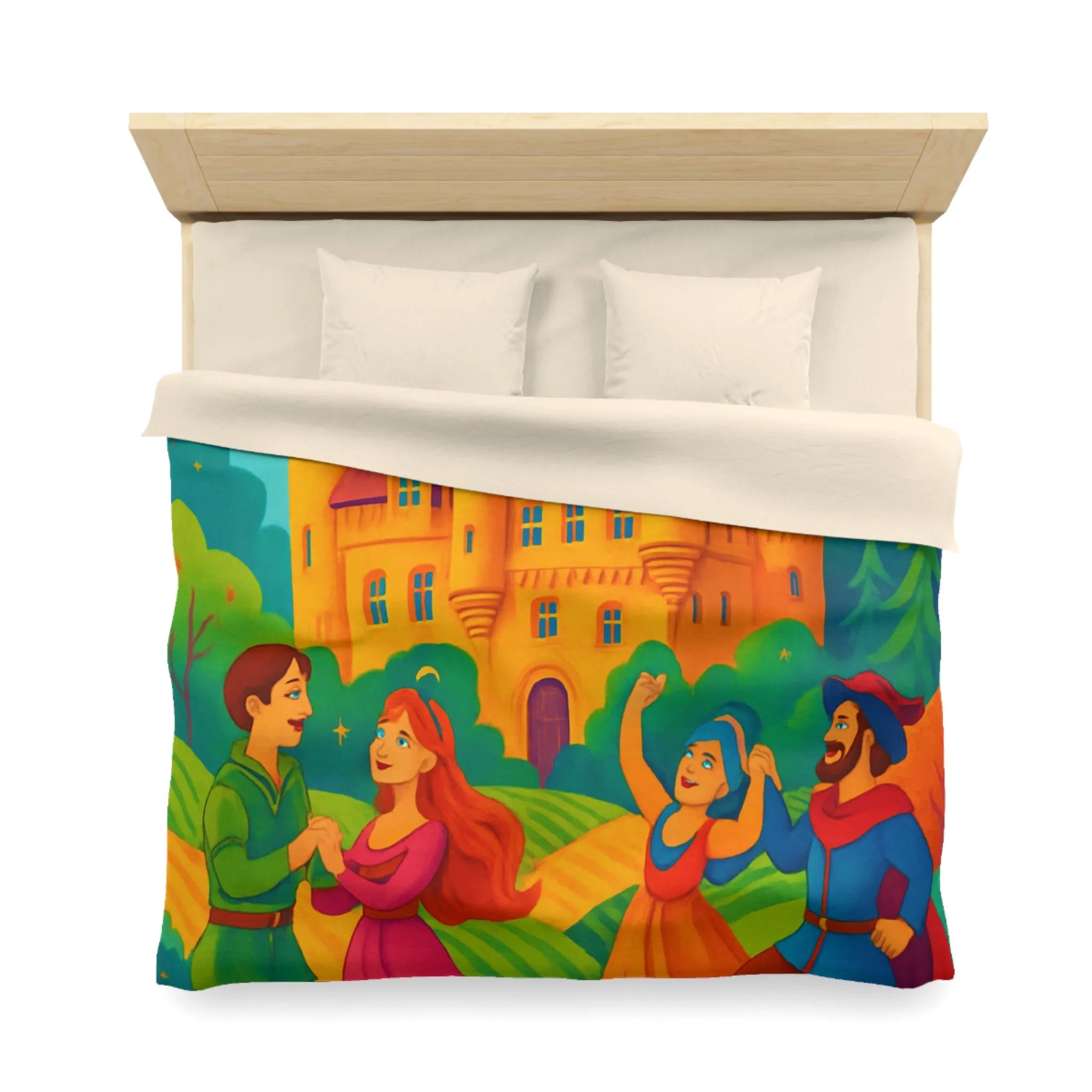 Château Enchanté Coloré et Danse Joyeuse en Paysage Féérique Idéal pour Chambres d'Enfants