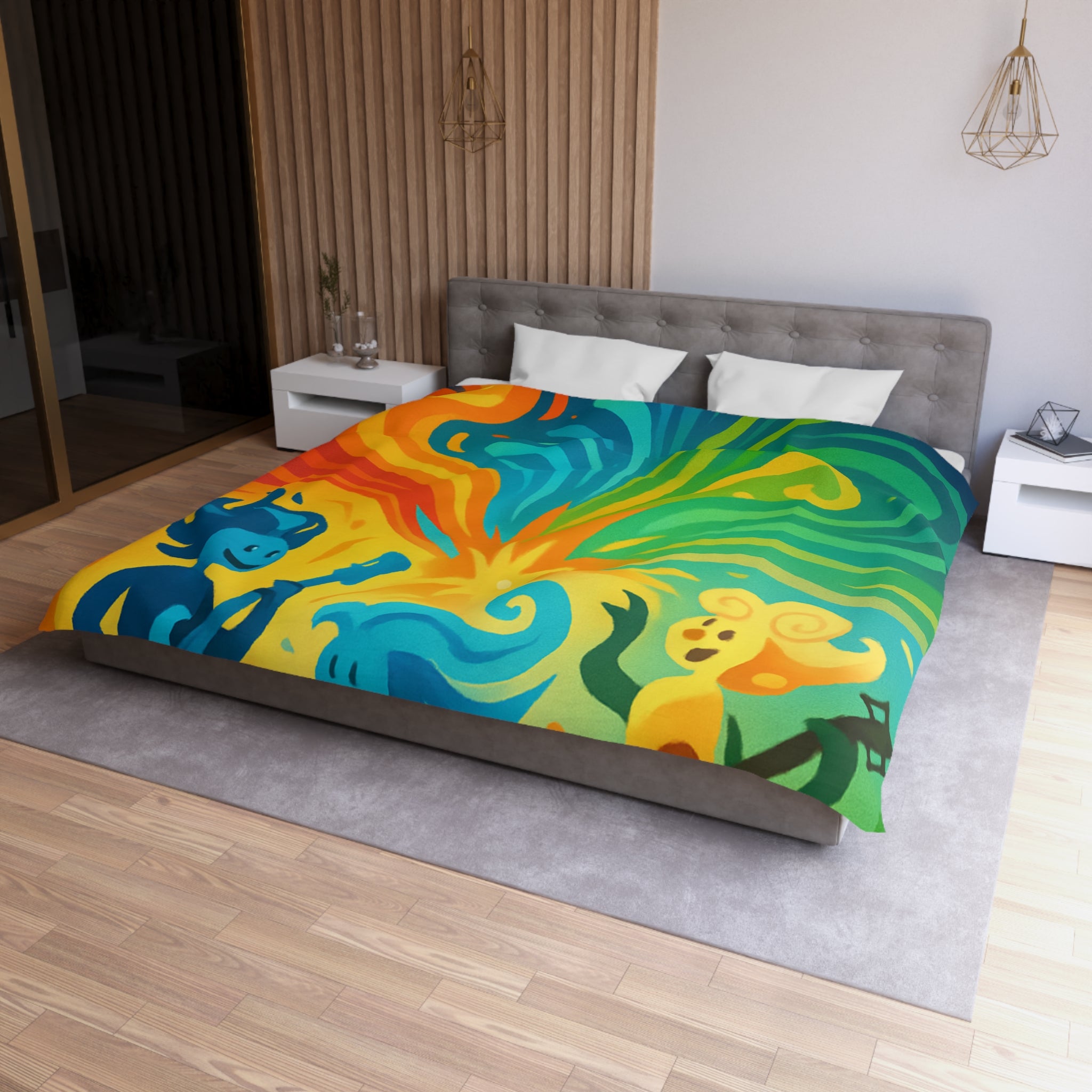 Housse de Couette Microfibre Illustration Unique Design Moderne Décoration Intérieure Raffinée