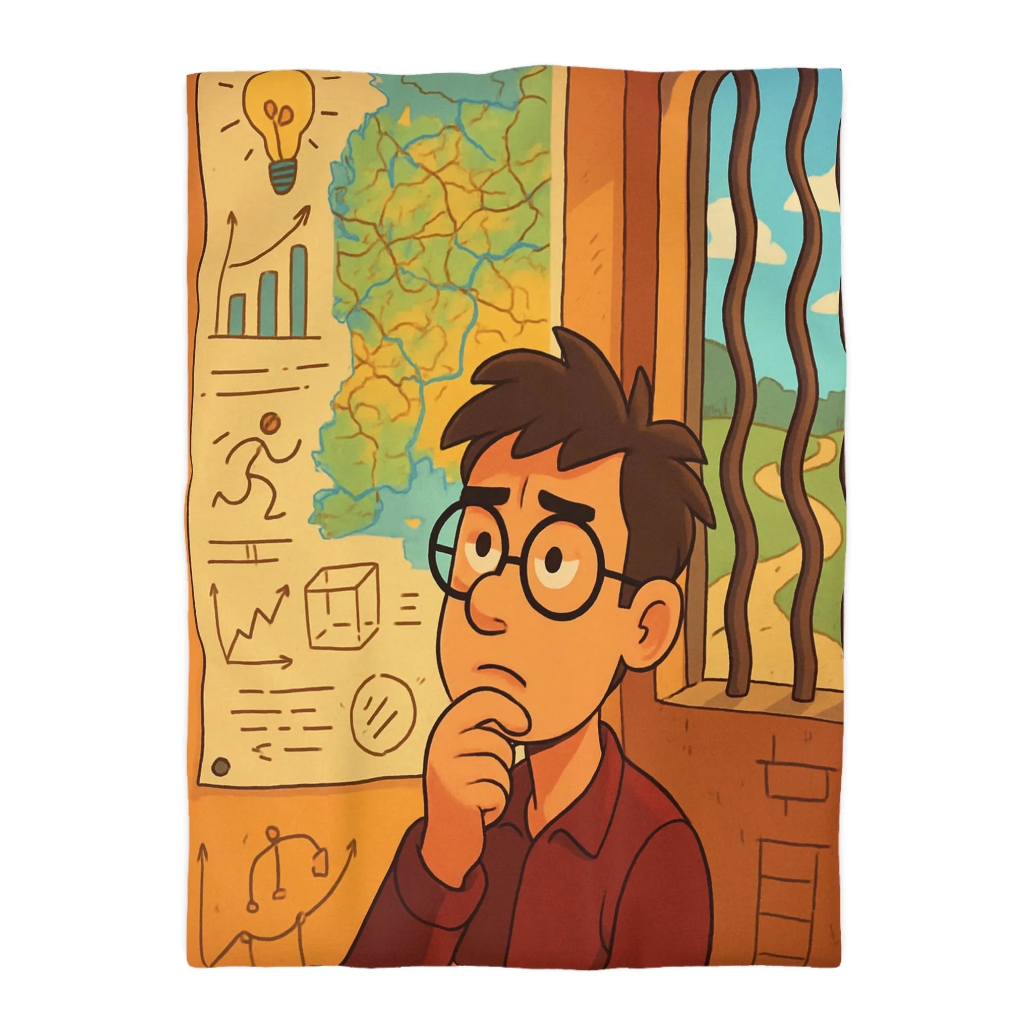 Explorez Une Housse de Couette Inspirée de Cartes et Graphiques pour Esprit Curieux