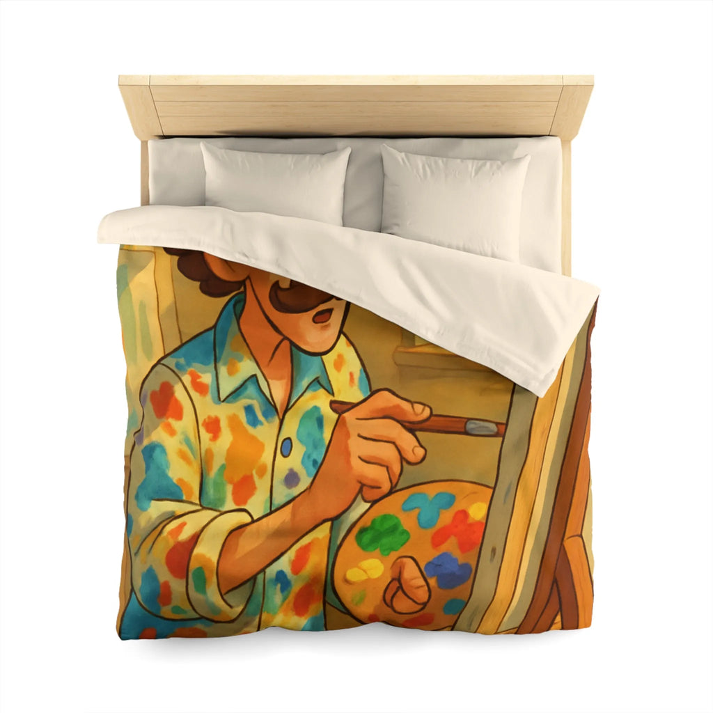 Housse De Couette Artiste Peintre Avec Palette Couleurs Pour Passionnés De Peinture Moderne
