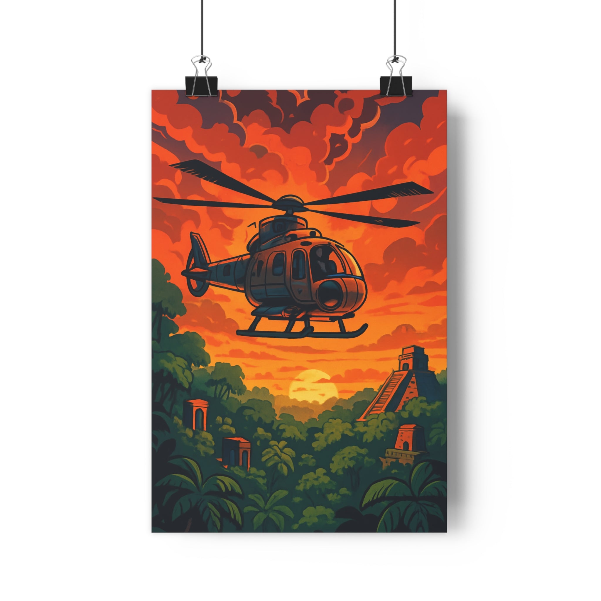 Poster décoratif cartoon dramatique aventure jungle coucher soleil salon chambre intérieur mystère 30x46 art