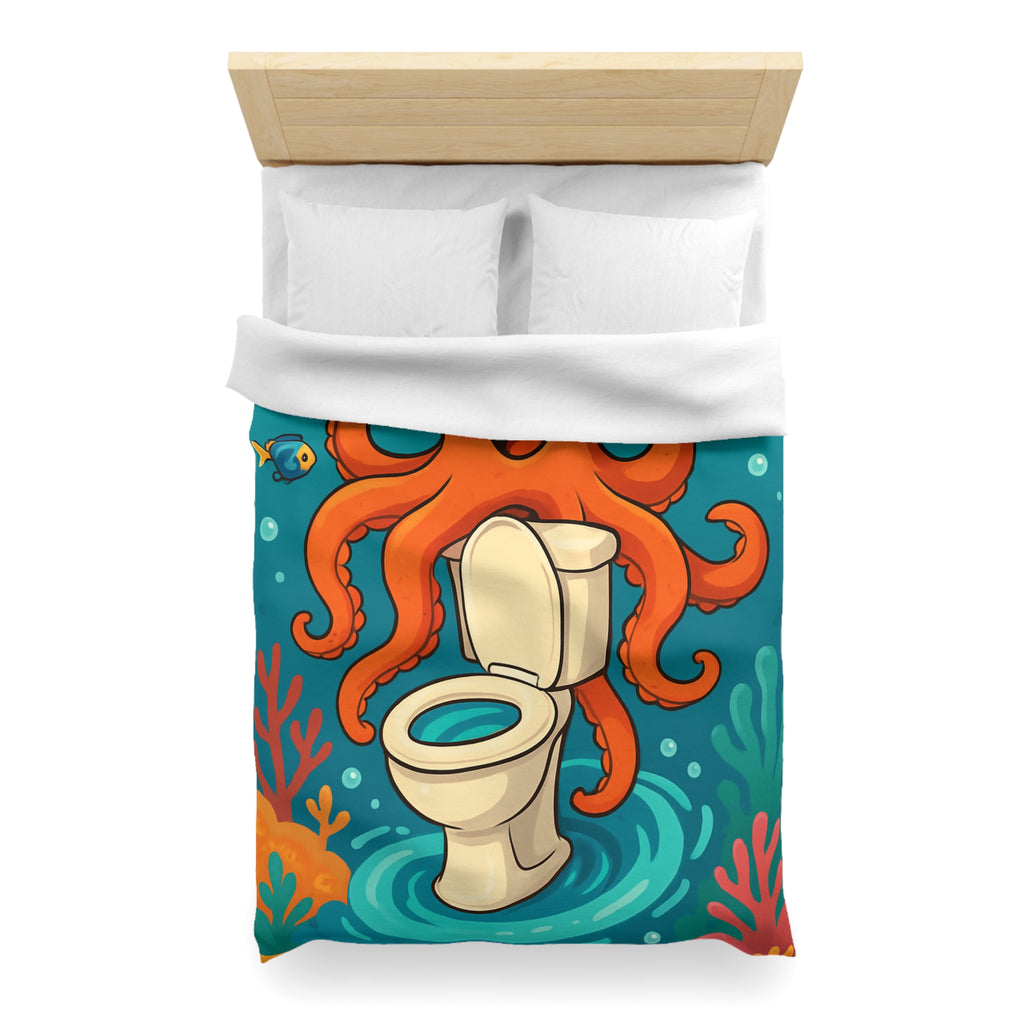 Housse de Couette Thème Marin avec Poulpe Joyeux et WC Tourbillonnant