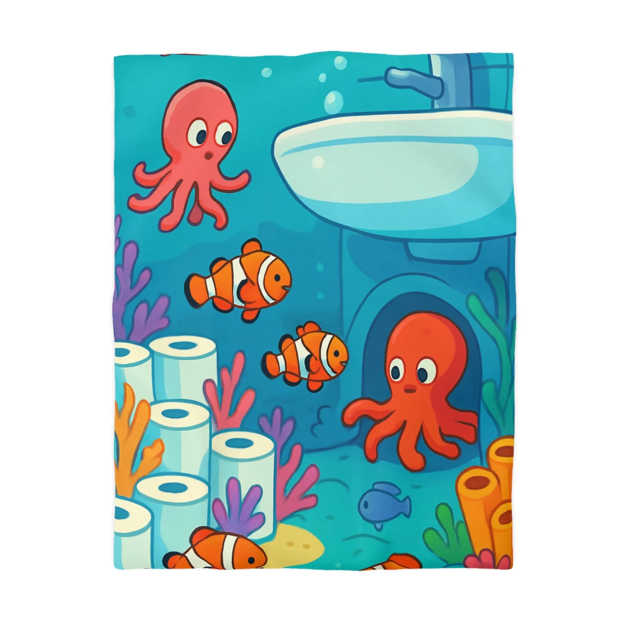 Décoration marine ludique pour votre chambre, housse de couette en océan coloré