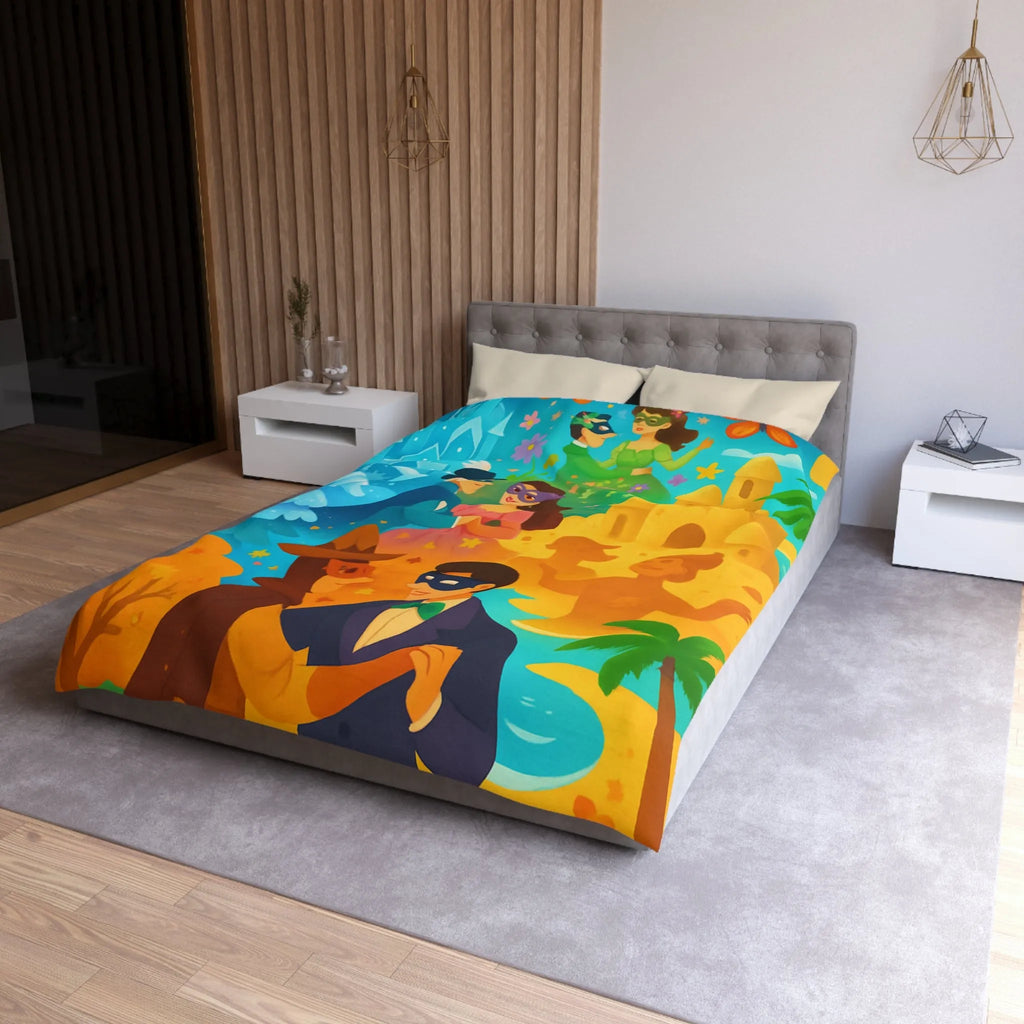 Housse de couette féerique avec papillons, fleurs et châteaux pour chambre colorée