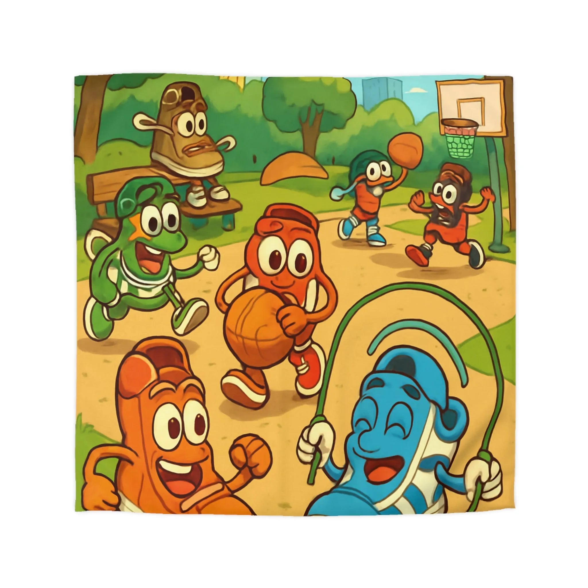 Enchantez votre chambre avec des baskets animées jouant joyeusement au parc en été