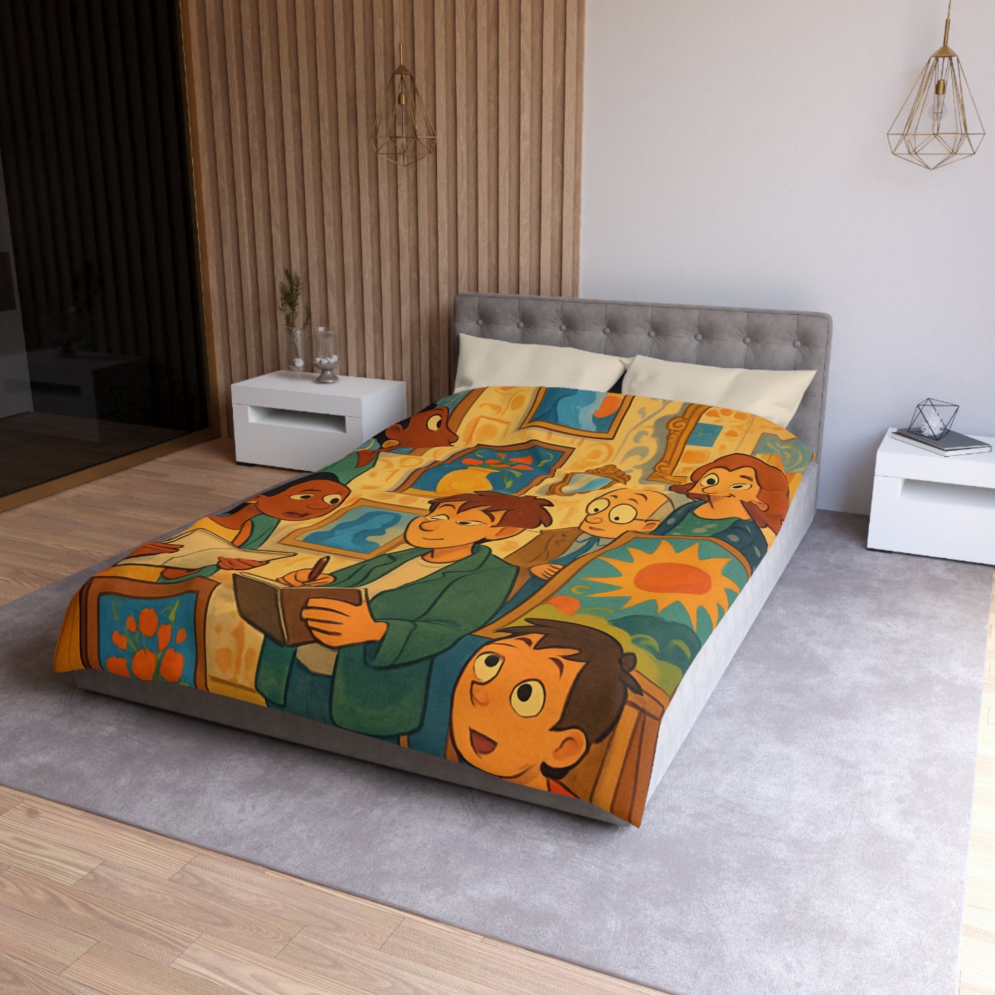 Housse de Couette Microfibre Design Artistique Moderne Décoration Chambre Confort Premium