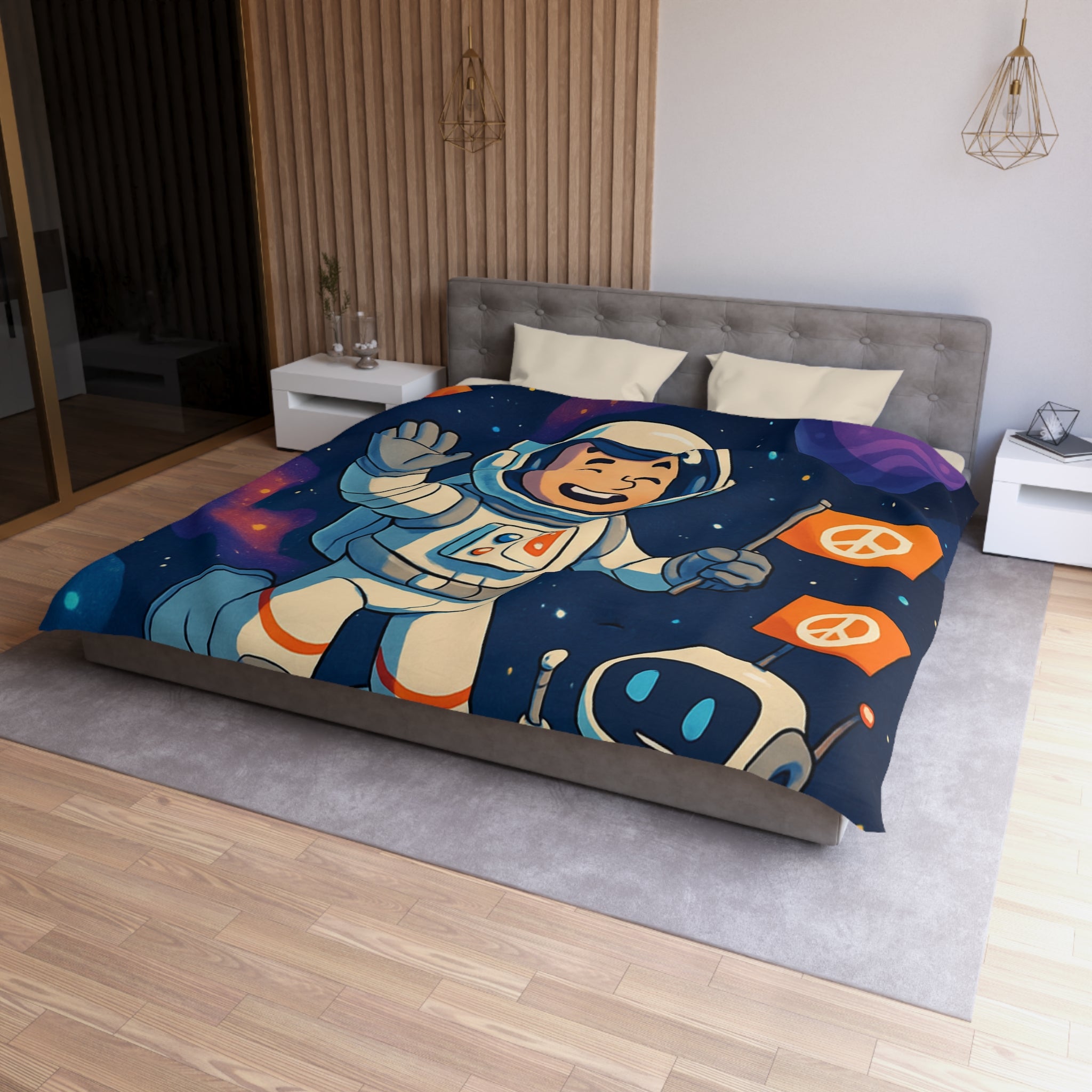 Housse de Couette Microfibre Motif Créatif Original Style Contemporain Chambre Élégante