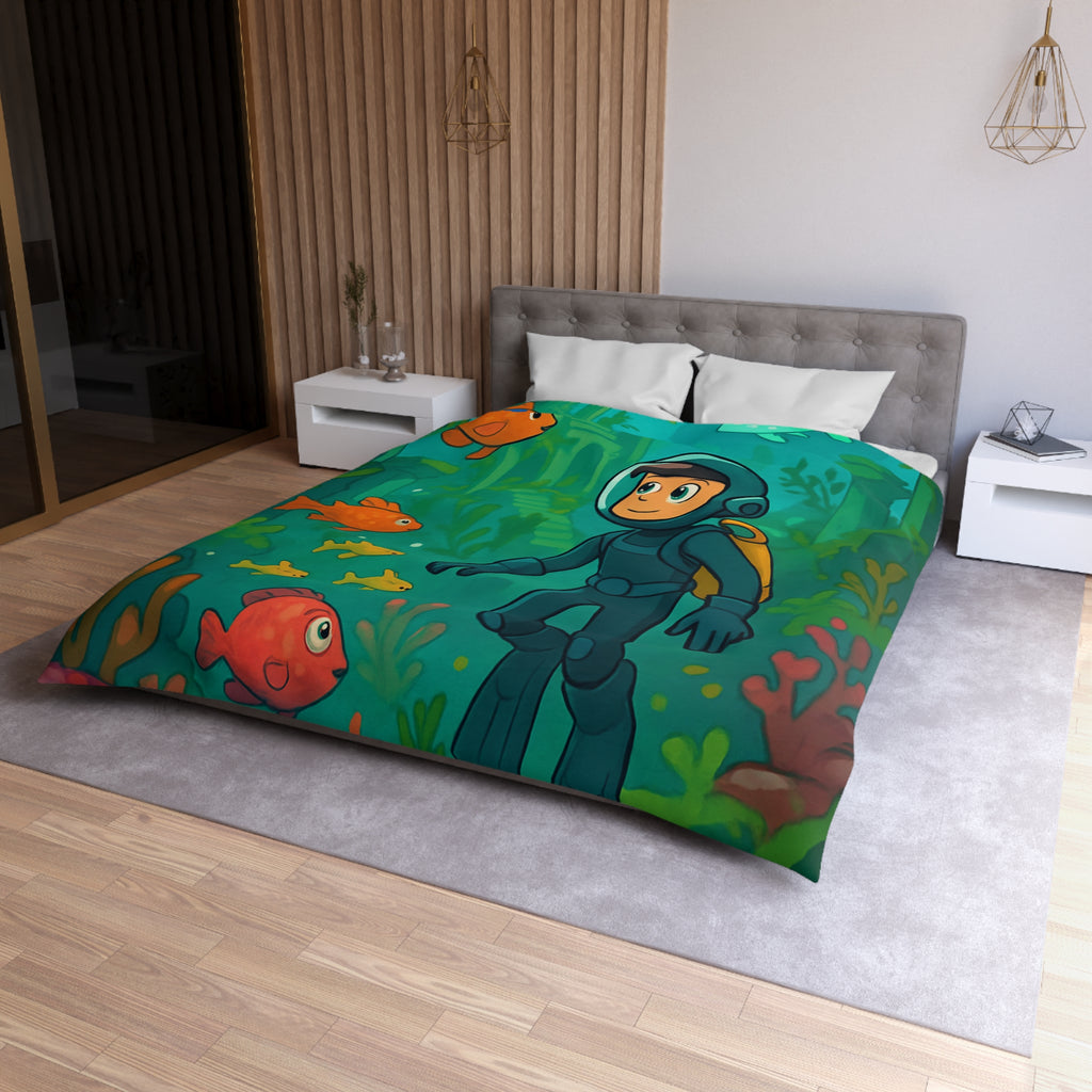 Plongée sous-marine enfantine avec poissons colorés et ruines anciennes, aventure océanique artistique