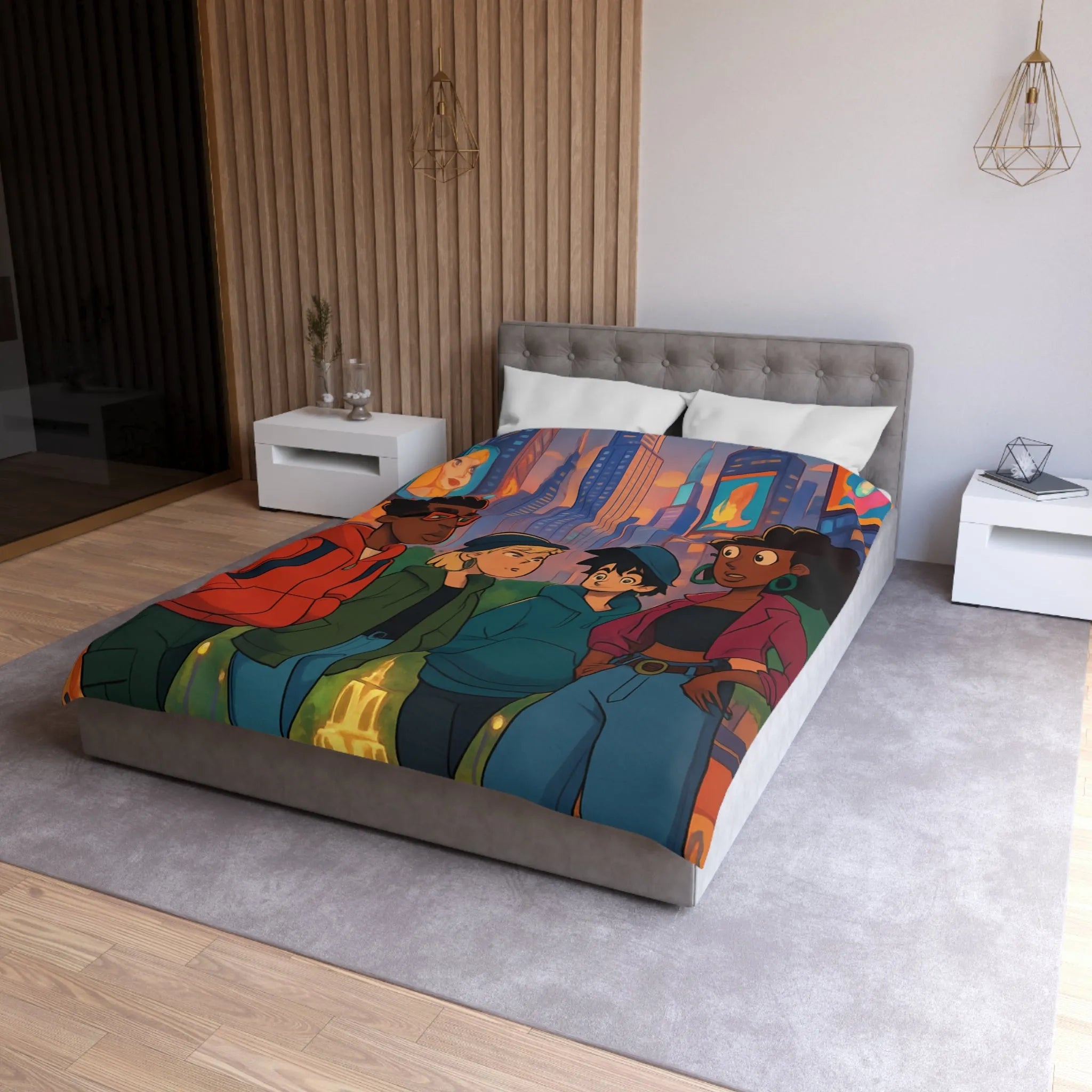 Housse de Couette Microfibre Art Graphique Contemporain Style Décoratif Chambre Tendance