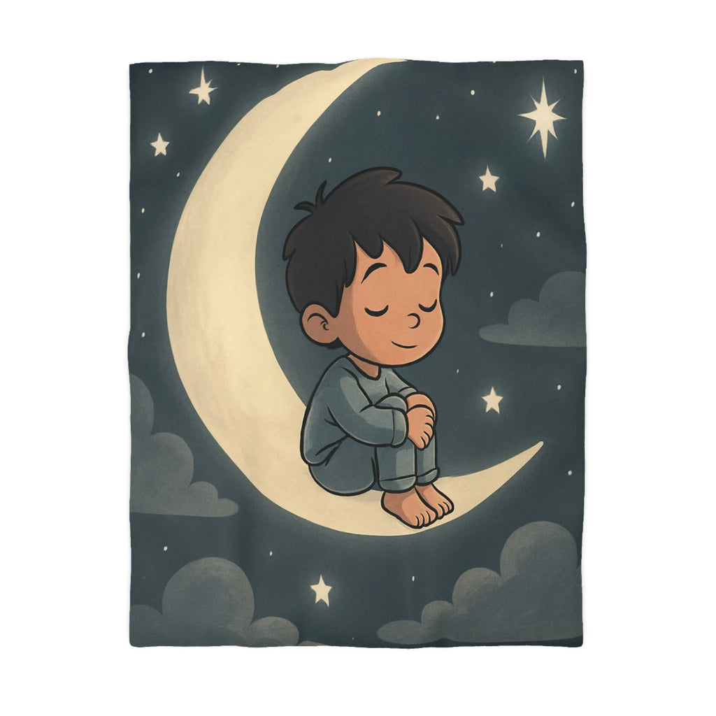 Enchantez les rêves de votre enfant avec cette housse de couette lune étoilée