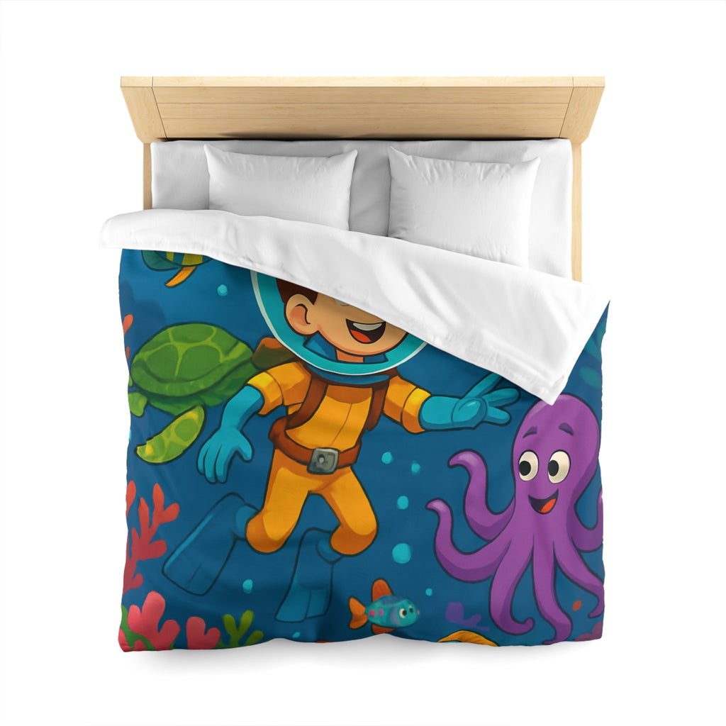 Housse de couette sous-marine avec des animaux marins colorés pour chambre d'enfant joyeuse